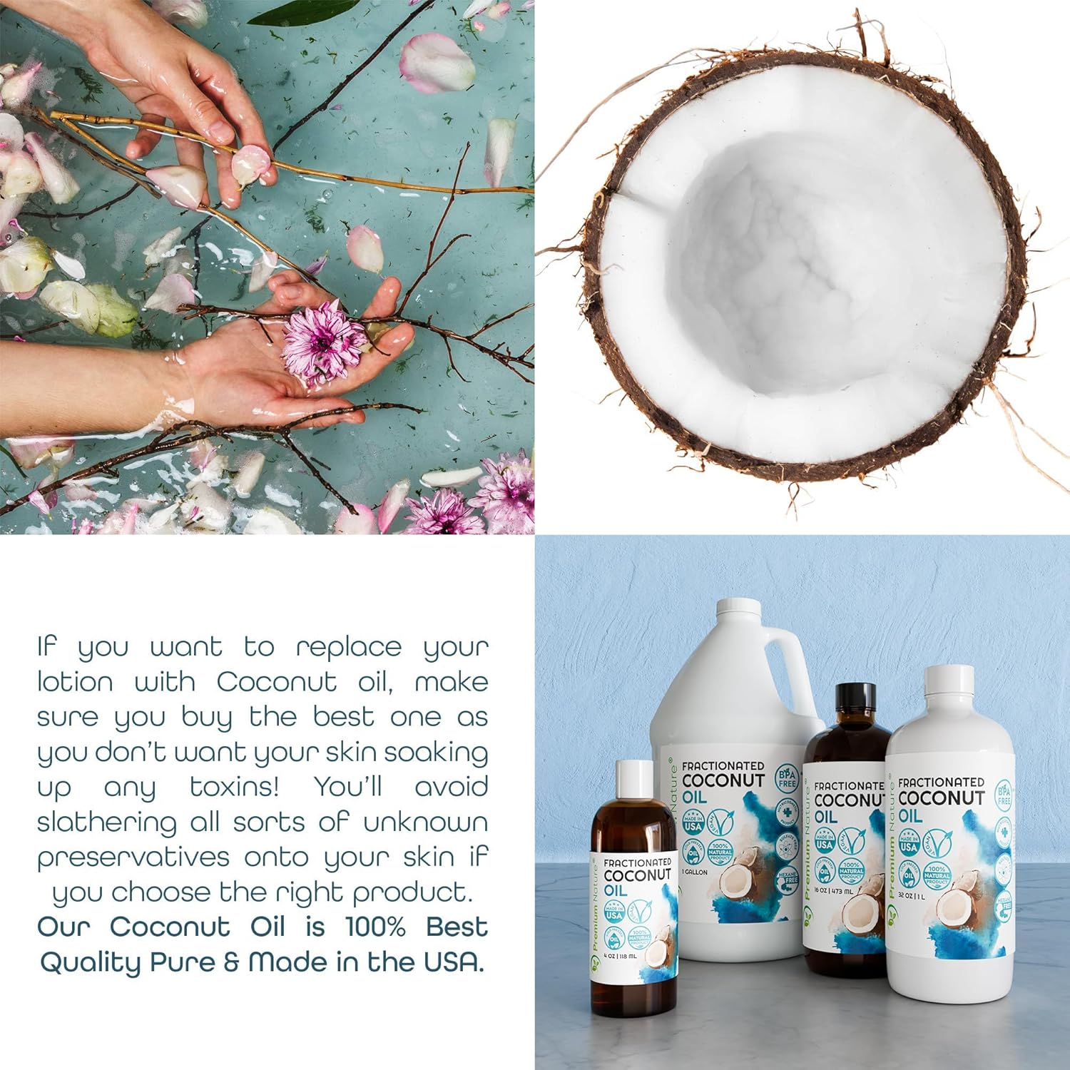 Fractionated Coconut Oil for Massage Cold Pressed Best Carrier for Essential Oils Mixing for Women Dry Skin Moisturizer for Body and Hair 1 Gallon Bottle Bulk Size - Image 5