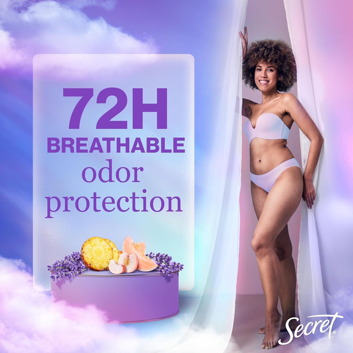 Secret Fresh Antiperspirant Deodorant for Women, 72hr Breathable Sweat & Odor Protection, Instant Freshness & Gentle, PH Balancing Minerals, Clear Gel, Relaxing Lavender Scent, 2.6 oz - Image 3