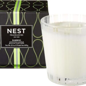 NEST New York Scented 3-Wick Candle, Bamboo - 21.2 oz - Up to 100-Hour Burn Time - Reusable Glass Vessel