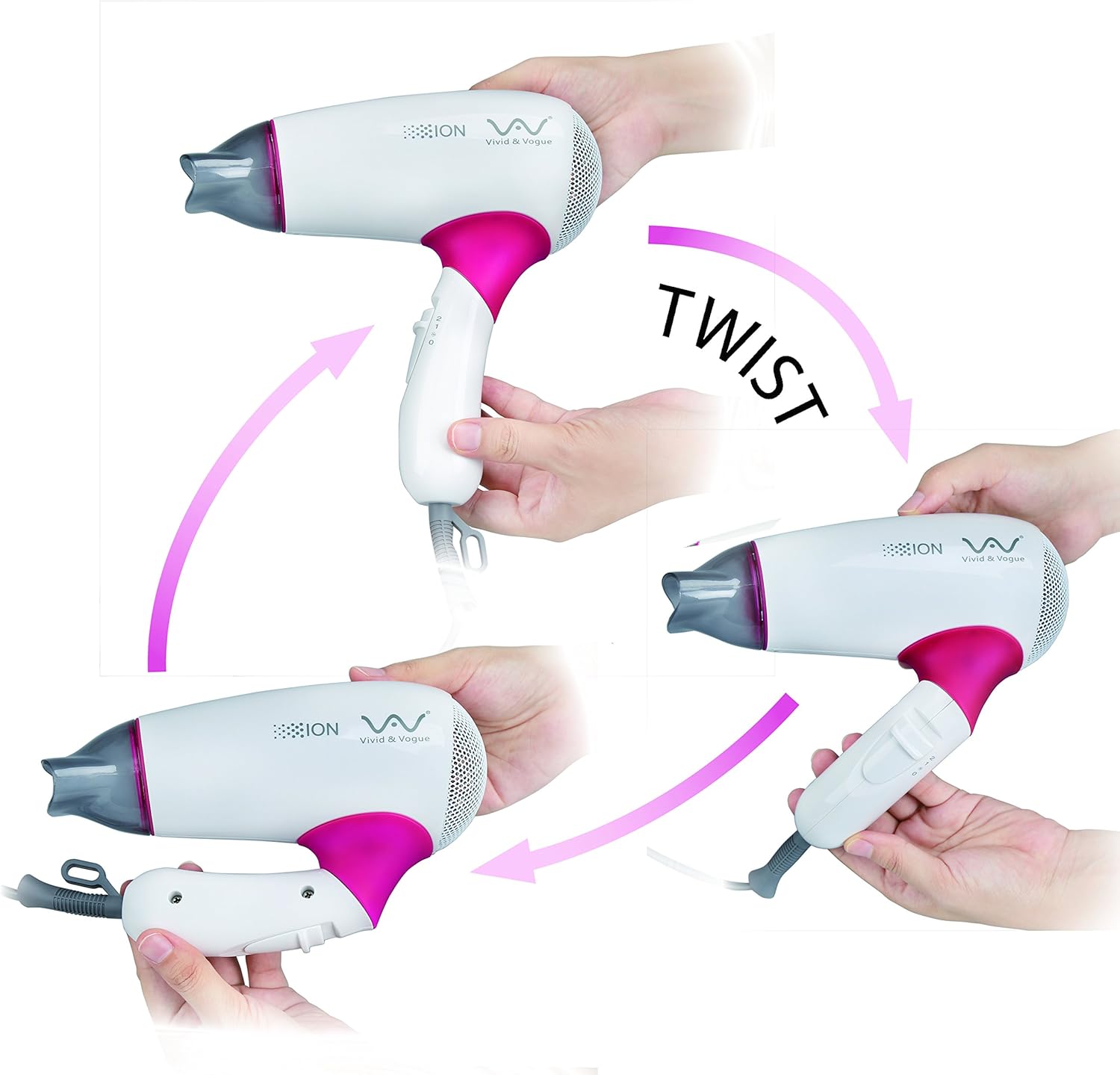 VAV 1200W Travel Hair Dryer Professional Ceramic Mini Blow Dryer for Kids with Cool Shot Button,Folding Handle - Image 3