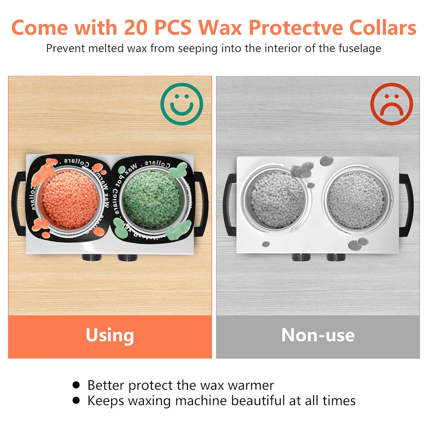 Professional Double Pot Wax Warmer Heater Machine for Painless Hair Removal with 50 Sticks and 20 Collars - Image 8