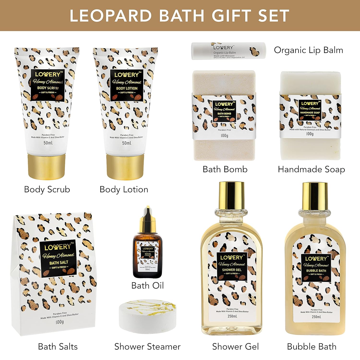 Honey Almond Scent Luxury Bath Gift Basket 21-Inch Spa Kit - Image 2