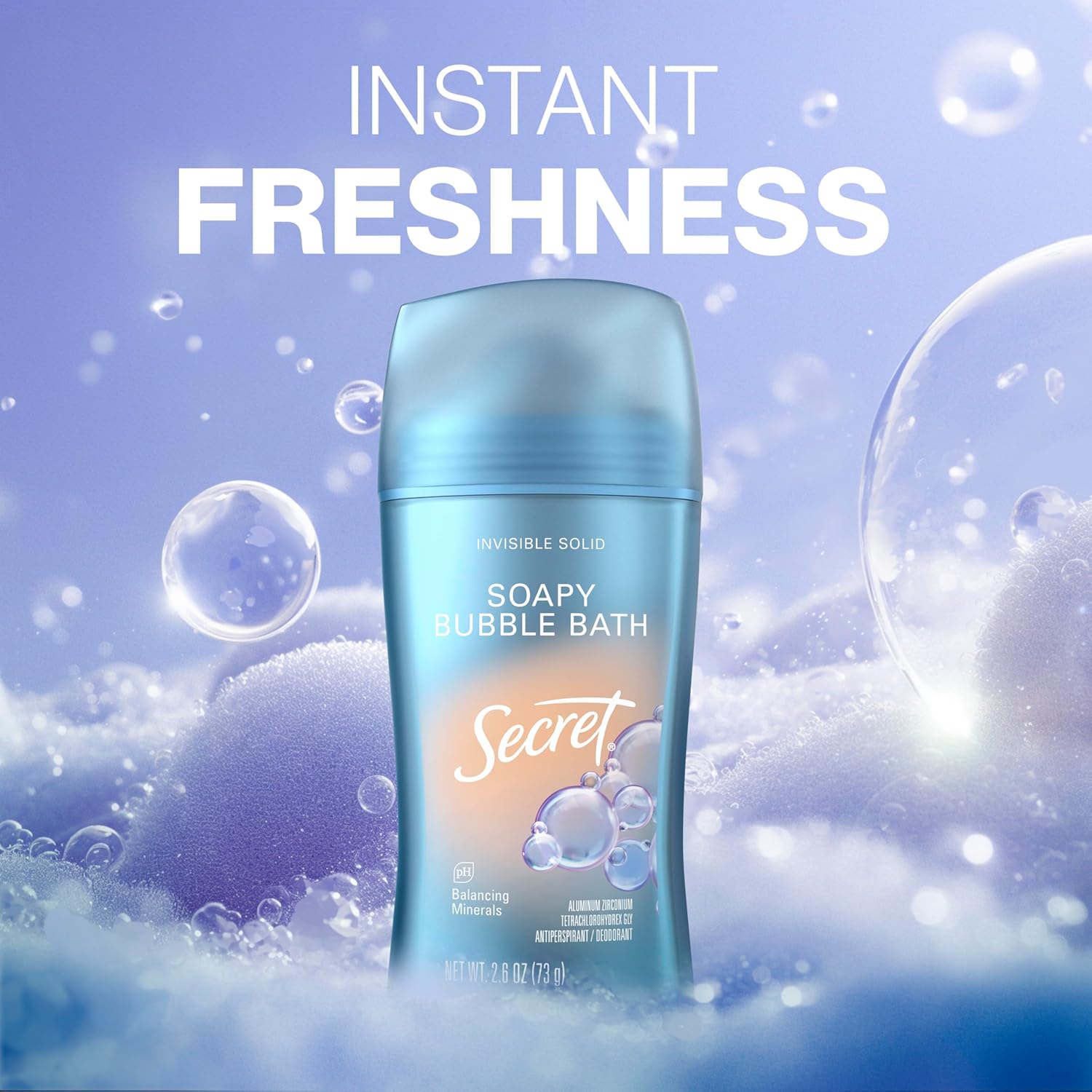 Secret Fresh Antiperspirant Deodorant for Women Soapy Bubble Bath Scent 72 Hour 2.6 oz - Image 5