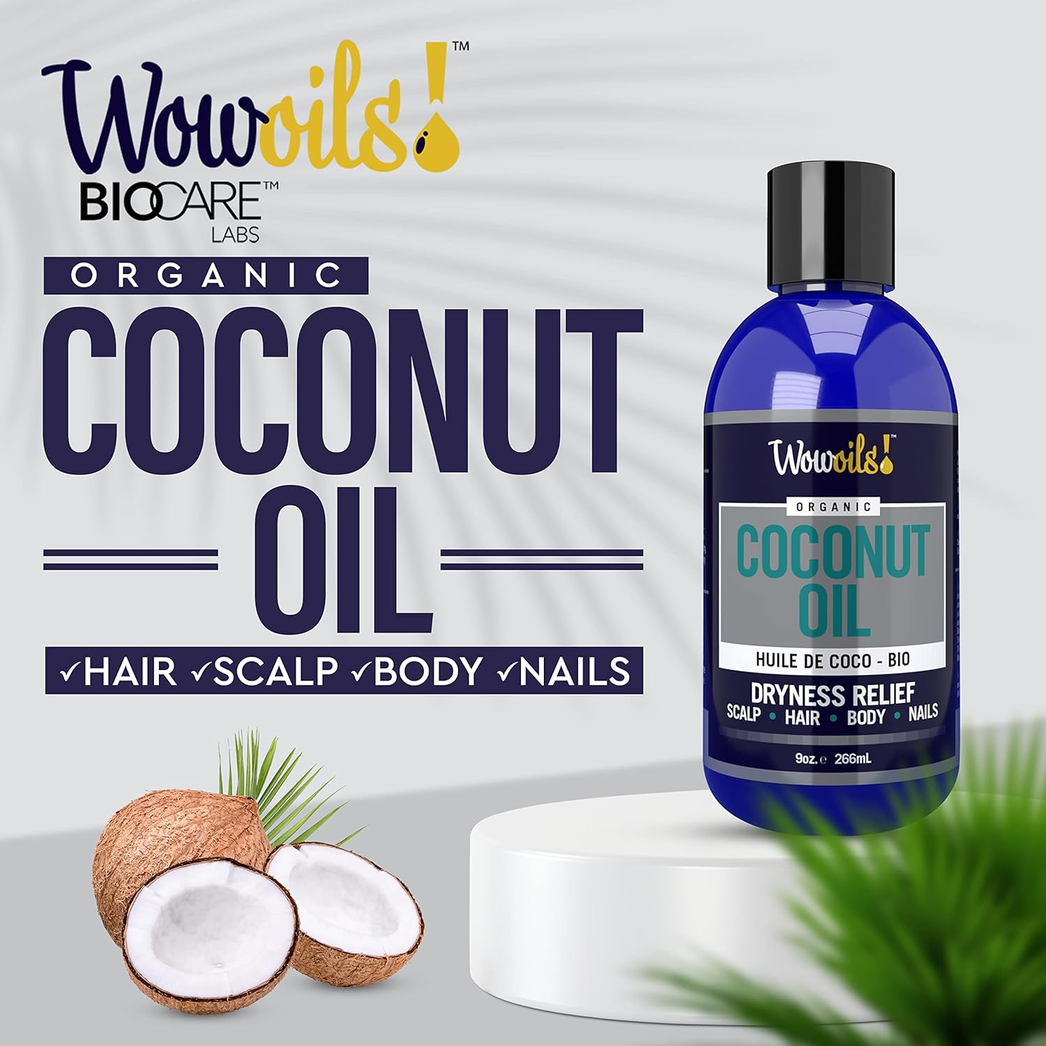 WowOils Natural Coconut Oil Moisturizer 9 Oz for Body Skin Hair Hydration - Image 2