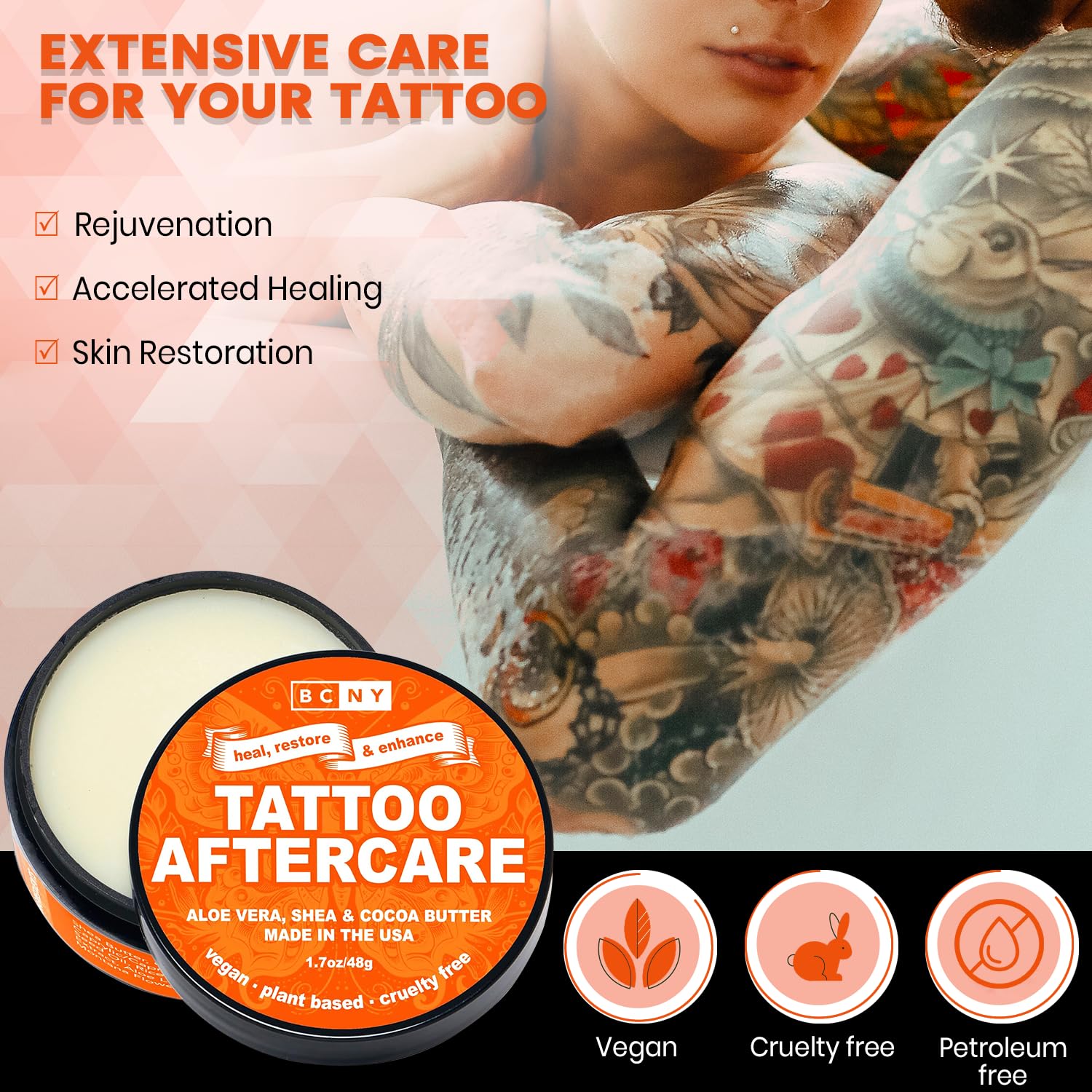 Body Candy Tattoo Aftercare Tattoo Balm - All Natural Tattoo Cream - Tattoo Care for Old and New Tattooes, After Tattoo Cream/Ointment, Tattoo Brightener Lotion - Crema para Tatuajes - Image 5