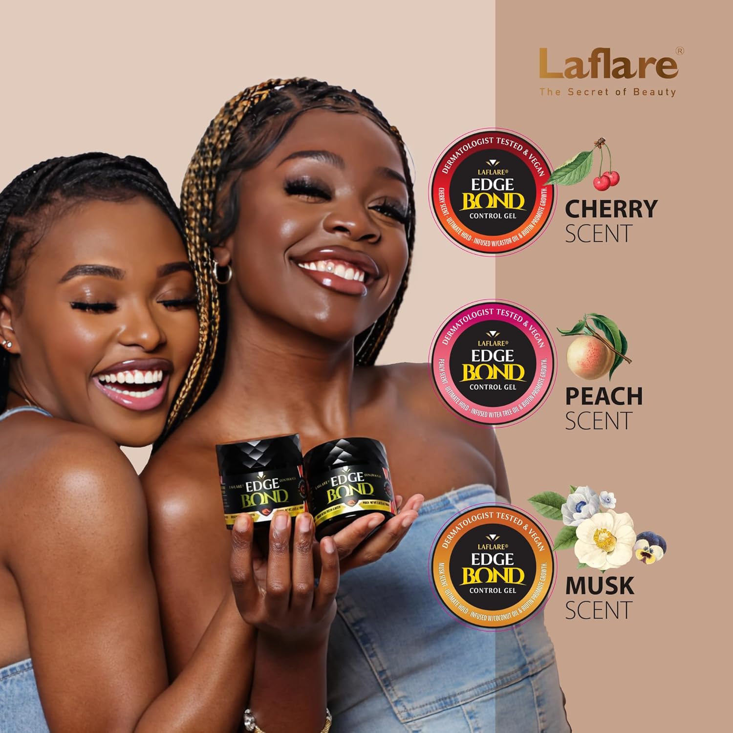Laflare Edge Control for Black Hair, Natural Hair and Curly Hair. Eco Styling Gel Travel Size 25ml, Edge Wax for Man & Woman(Peach) - Image 7