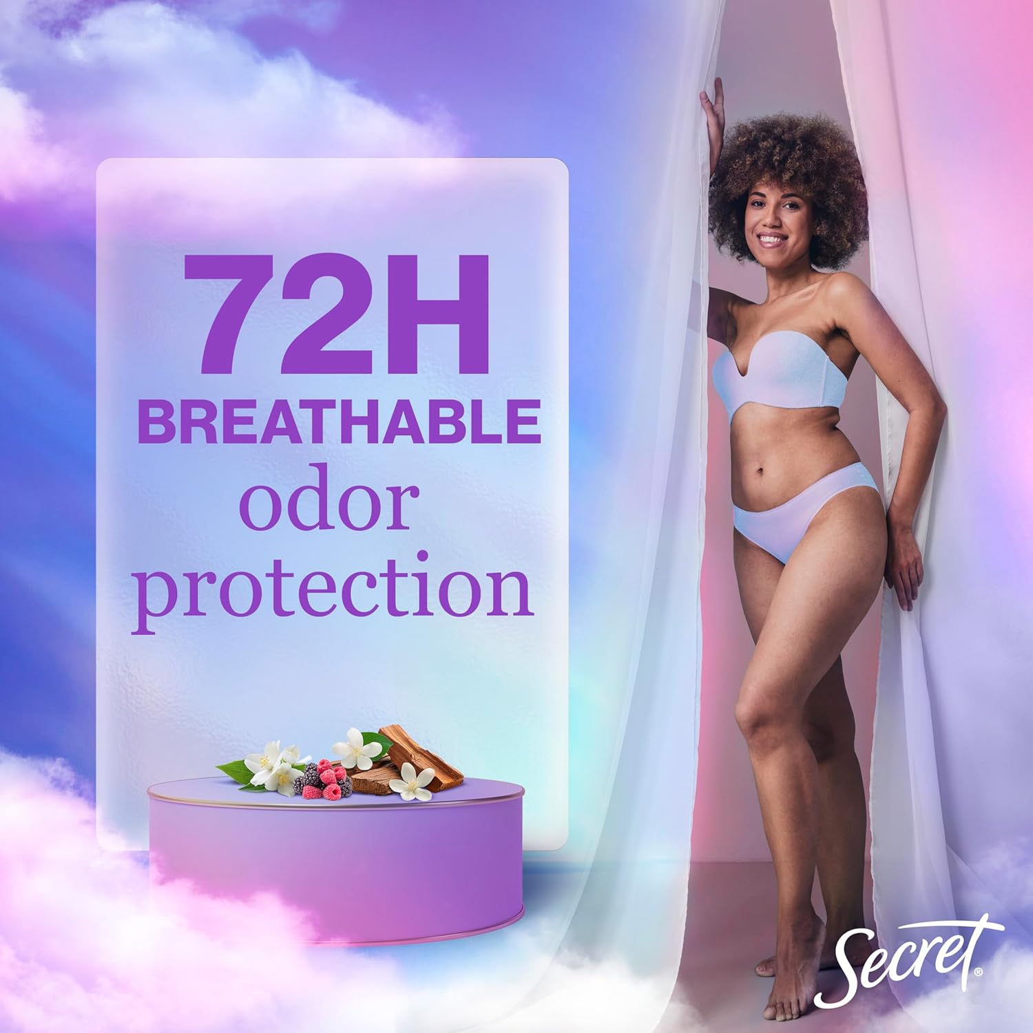 Secret Fresh Antiperspirant Deodorant for Women, 72hr Breathable Sweat & Odor Protection, Instant Freshness & Gentle, PH Balancing Minerals, Clear Gel, Refreshing Berry Scent, 3.4 oz - Image 3