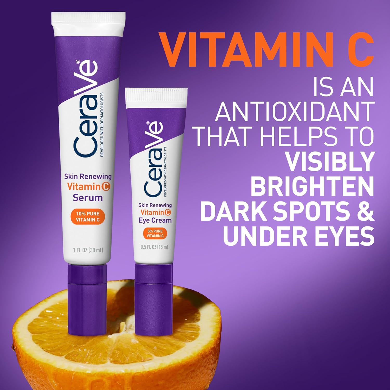 CeraVe Vitamin C Brightening Serum and Caffeine Eye Cream Set 1 oz Each - Image 5