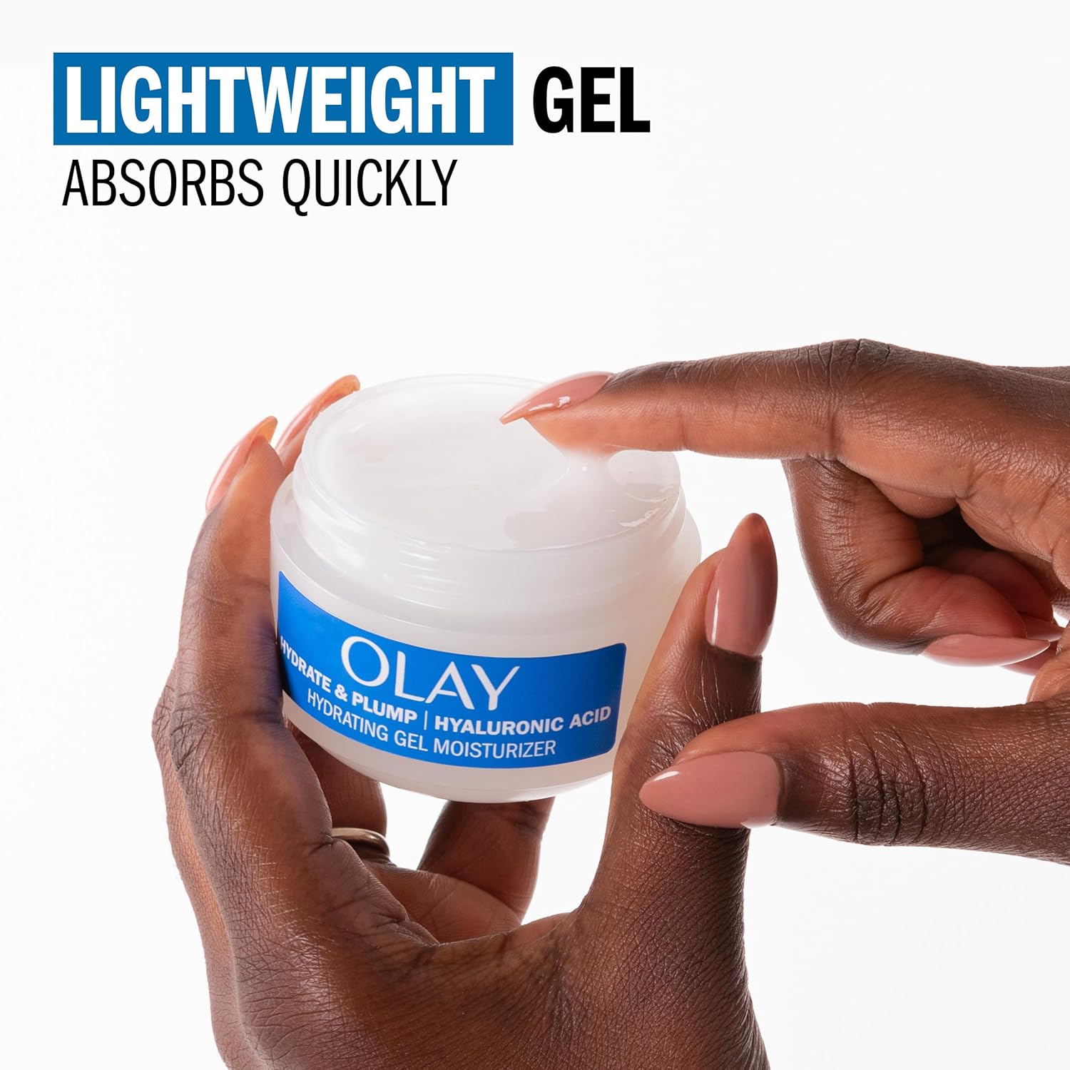 Olay Plump & Hydrate Hyaluronic Gel Face Moisturizer, 2 oz Fragrance Free Hydrating Gel Moisturizer for Dry Skin with Hyaluronic Acid and Niacinamide, Recyclable Eco Jar Packaging - Image 5