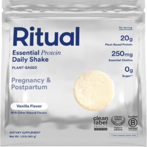 Ritual Prenatal Vegan Plant Based Protein Powder: Choline to Support Pregnancy, Postpartum, & Lactation, 20g Organic Pea Protein from Regenerative Farms in USA, Sugar Free†, Vanilla, 1 Lbs