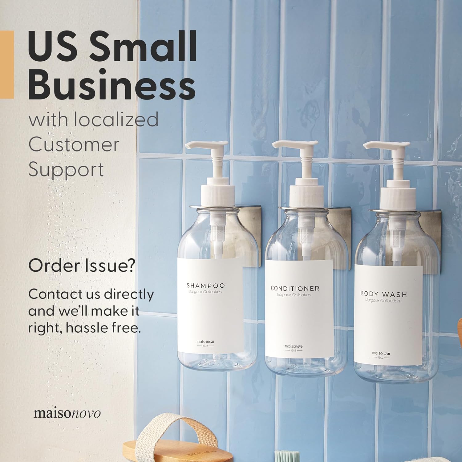 MaisoNovo 3-Pack Wall Mounted Clear Shampoo Conditioner Dispensers 16.9 oz Each - Image 6