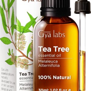 Gya Labs Australian Tea Tree Oil for Skin, Hair, Face & Toenails - 100% Pure Natural Melaleuca Tea Tree Essential Oil for Piercings, Scalp, Hair & Candle Making (1.02 Fl Oz)