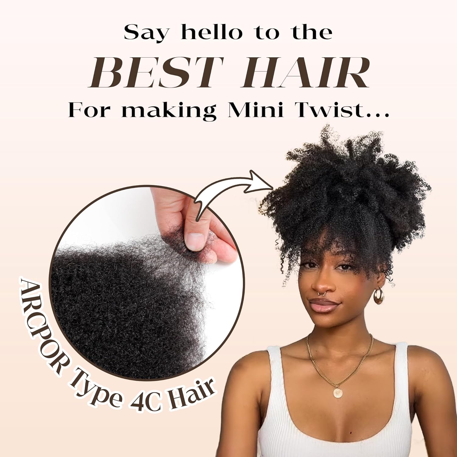 Afro Kinkys Bulk Human Hair, 18 Inch 50 Gram Soft 4C Afro Kinky-Curly Human Hair Bulk for Twist Dreadlocks Extensions Repair Locs Natural Black 1 Pack (1B, 18inch) - Image 3
