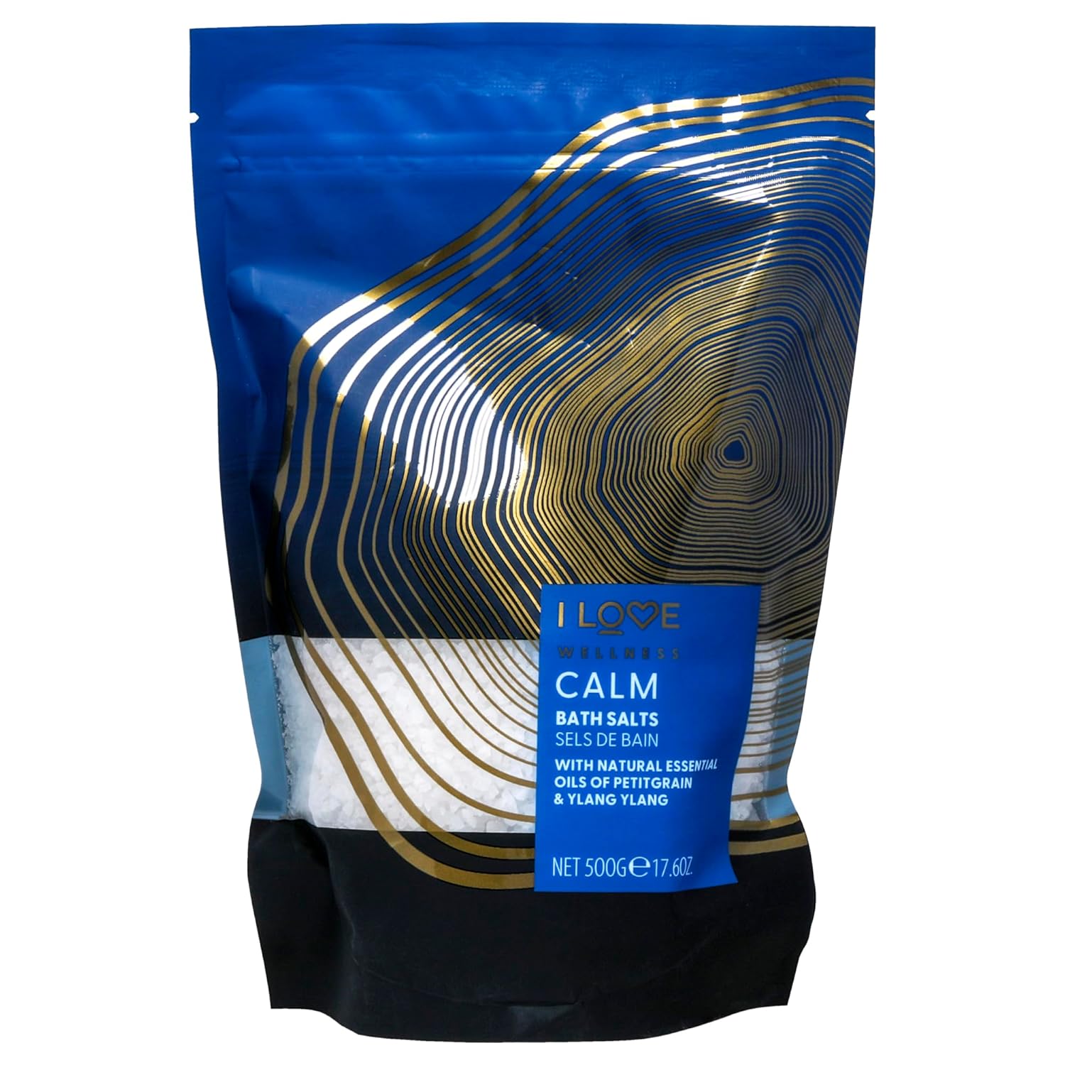 I LOVE Wellness Calm Bath Salts - Moisturizing Bath Soak for Dry Skin - Calming Bath Salts - Sea Salt and Chamomile Formula, Essential Oils - 17.6 oz