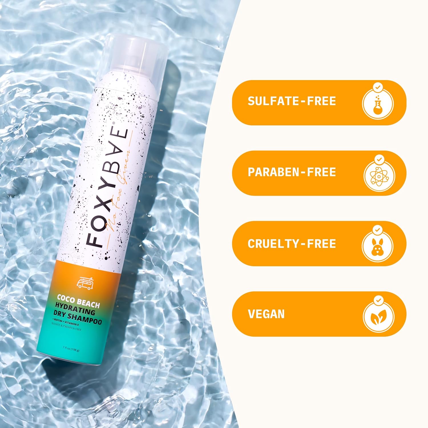 FoxyBae Dry Shampoo Spray for Women - All Hair Types - with Biotin, Vitamin E - Adds Texture, Volume; Absorbs Oil - Coco Beach - Sulfate & Paraben-Free - Beachy-Coconut Scented - Waterless - 7 Fl Oz - Image 5