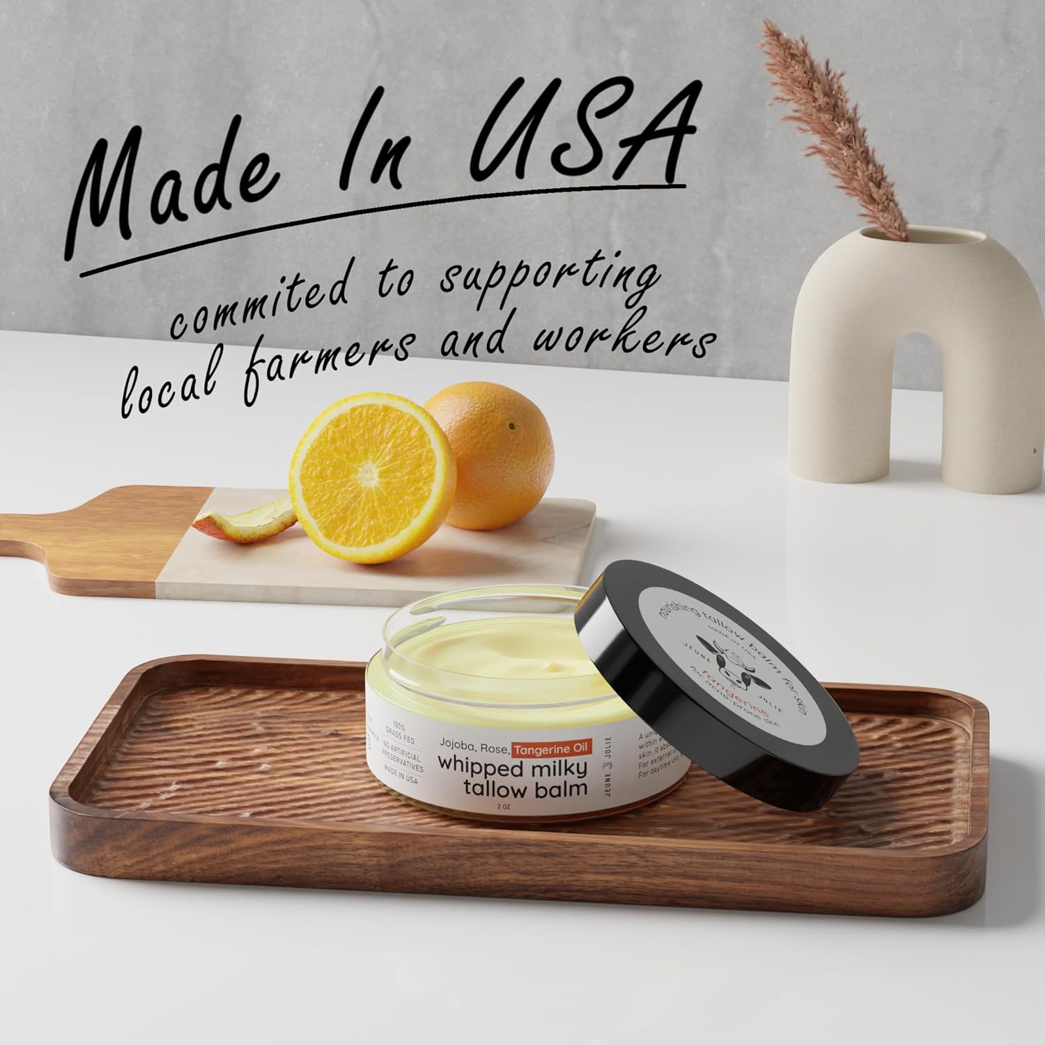 Whipped Milky Beef Tallow For Skin & Face | Made in USA | 100% Grass-Fed with All-Natural Organic Oils, Dewy Finish Beef Tallow Balm Moisturizer - For Normal to Oily Skin, Tangerine 2oz - Image 3