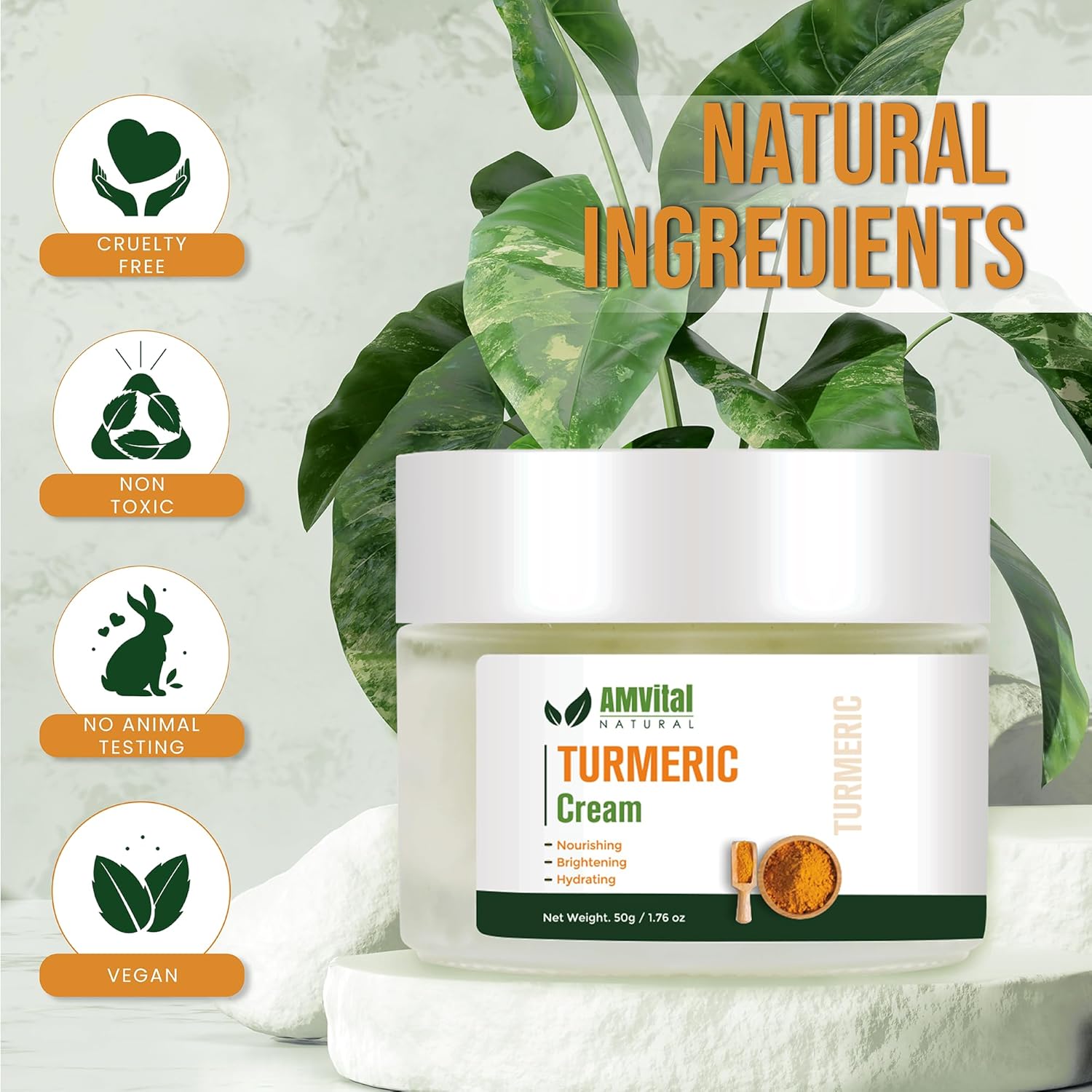 Turmeric Cream - Natural Cream for Face With Turmeric and Plant-Based Ingredients - Lightweight and Smooth Suitable for All Skin Types - Image 6