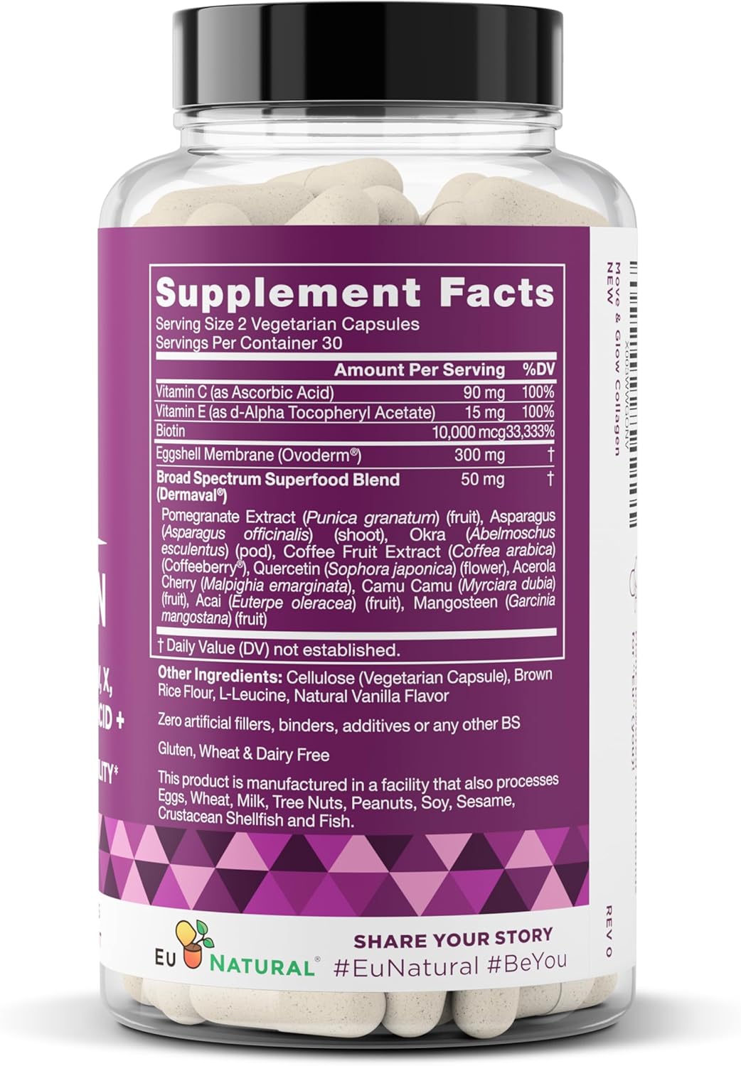 Move & Glow Collagen Pills for Women & Men – Vegetarian Multi-Collagen (Type I-V-X) with 9 Plant-based Superfoods for Skin Health & Joint Support – Biotin, Vitamin C, Vitamin E, 60 Vegetarian Capsules - Image 8