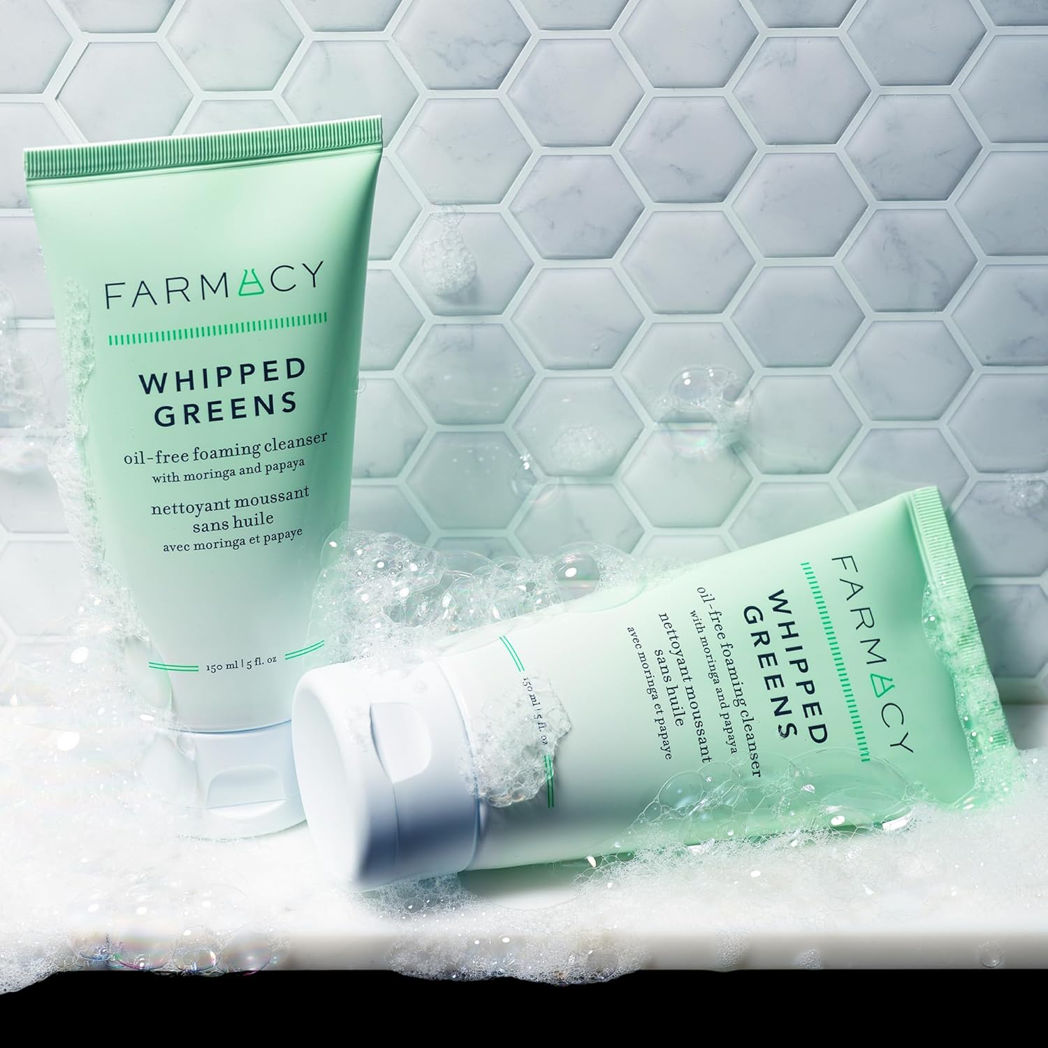 Farmacy Foaming Face Wash for Oily Skin - Whipped Greens Oil-Free Gentle Facial Cleanser + Exfoliator - Infused with Green Clay to Remove Impurities, Control Oil + Maintain Skin Hydration (150ml) - Image 5