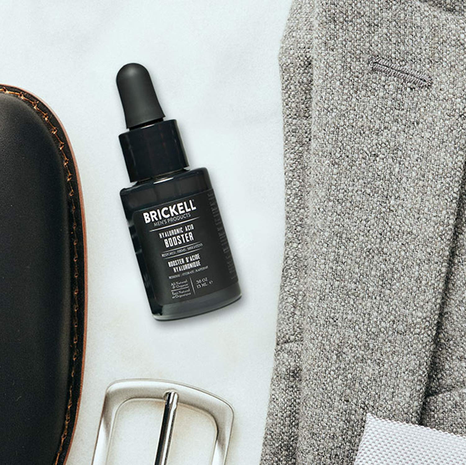 Brickell Men's Hyaluronic Acid Booster Serum for Men, Natural and Organic Hyaluronic Acid Booster for Face to Hydrate and Nourish Skin, Reduce Fine Lines and Wrinkles, Unscented .50 Ounce - Image 2