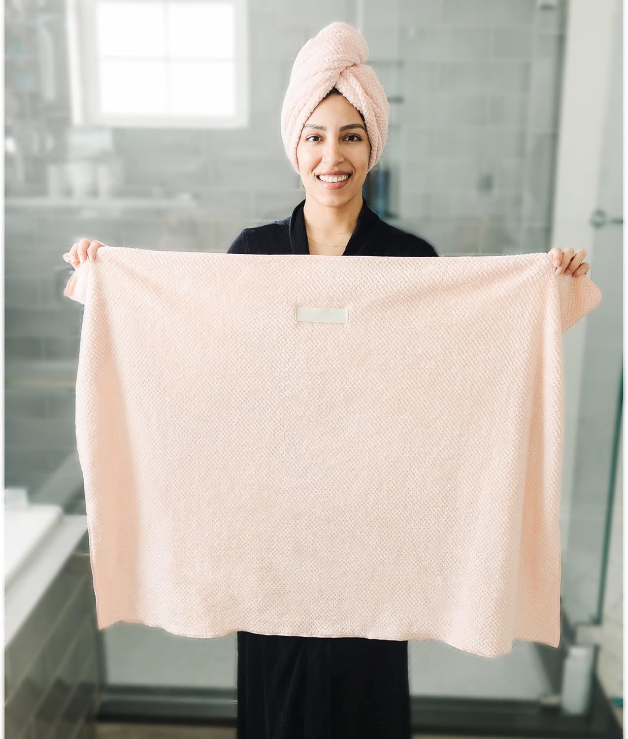 2 Packs Large Microfiber Hair Towels for Women, Super Absorbent & Quick Dry Hair Towel Wrap for Curly Hair Long & Short Hair- Anti-Frizz Hair Turbans for Wet Hair - 27.5''*39.4'' - Image 2