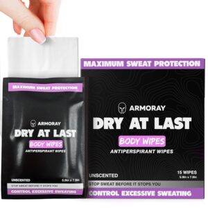 Armoray Dry At Last Body Antiperspirant Wipes - Individually Wrapped - Deodorant Wipes Women for Sweat Protection - Hyperhidrosis Anti Perspirant Women & Men - for Anti Sweating Hands