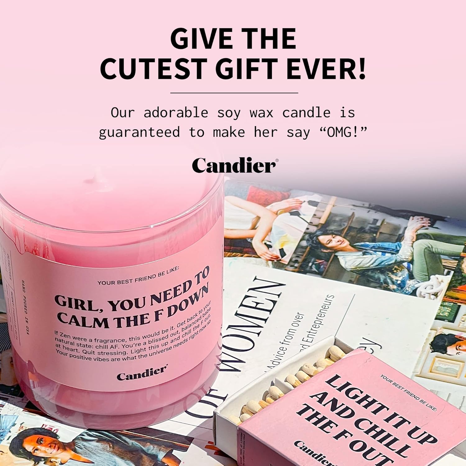 Ryan Porter Calm The F Down Soy Wax Candle - 100% Natural Vegan Cherry Blossom Magnolia Decor Glass - Image 7