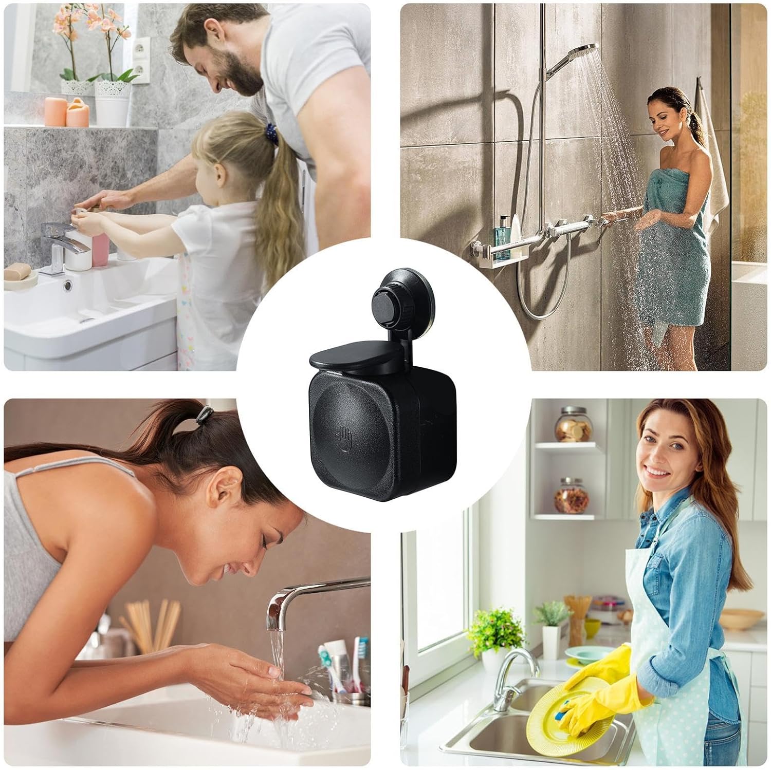 Refillable Wall Mount Liquid Soap Shampoo Sanitizer Dispenser Leak-Proof Suction Cups - Image 2