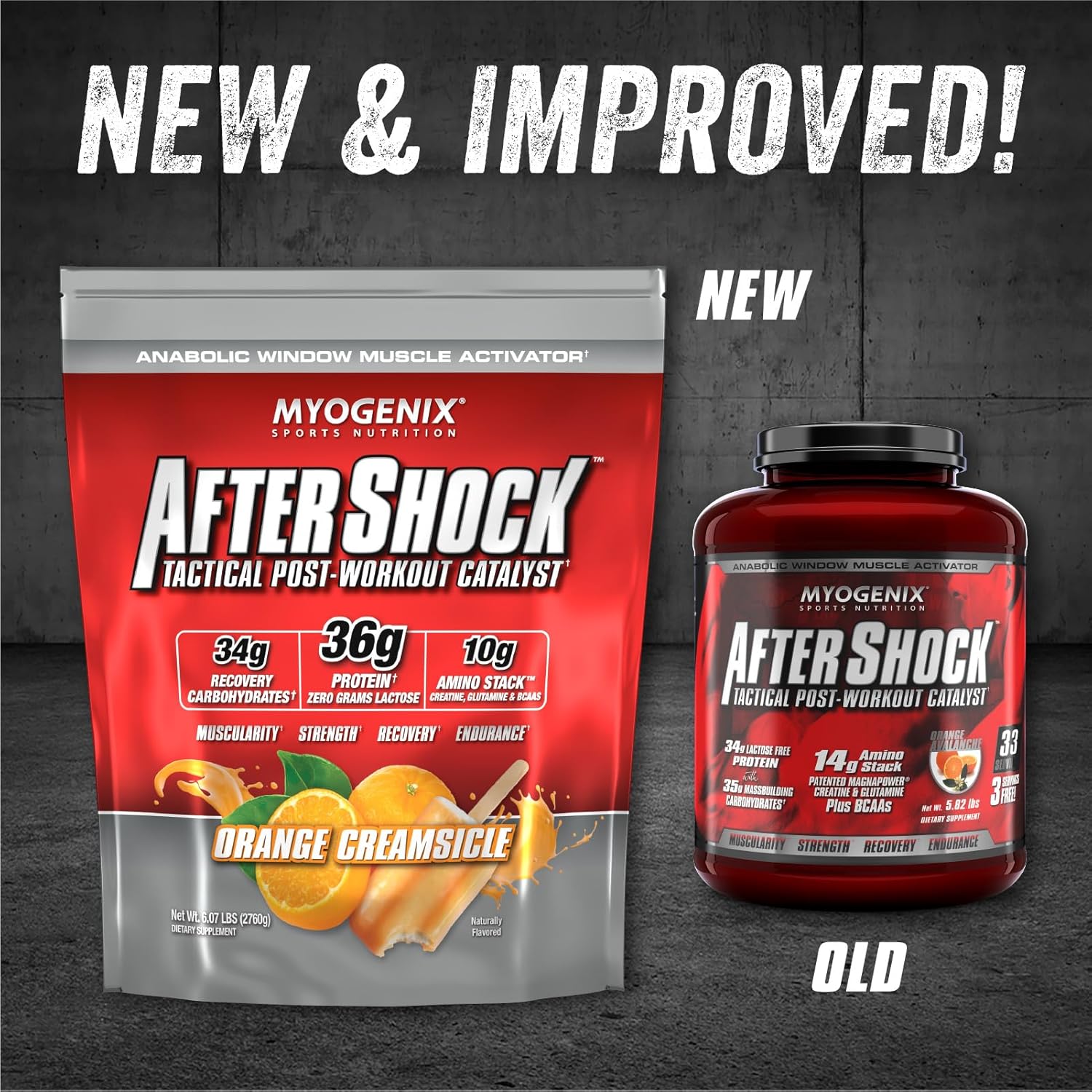 Myogenix Aftershock Post Workout 6 lb Orange Creamsicle Whey Protein with Creatine and BCAAs - Image 2