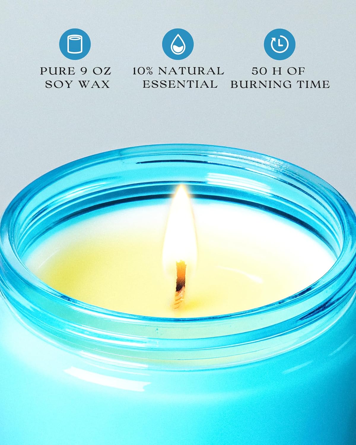 AOOVOO Fantasy Ocean Odor Eliminating Soy Candle, 9 oz, 50 Hour Burn Time - Image 3