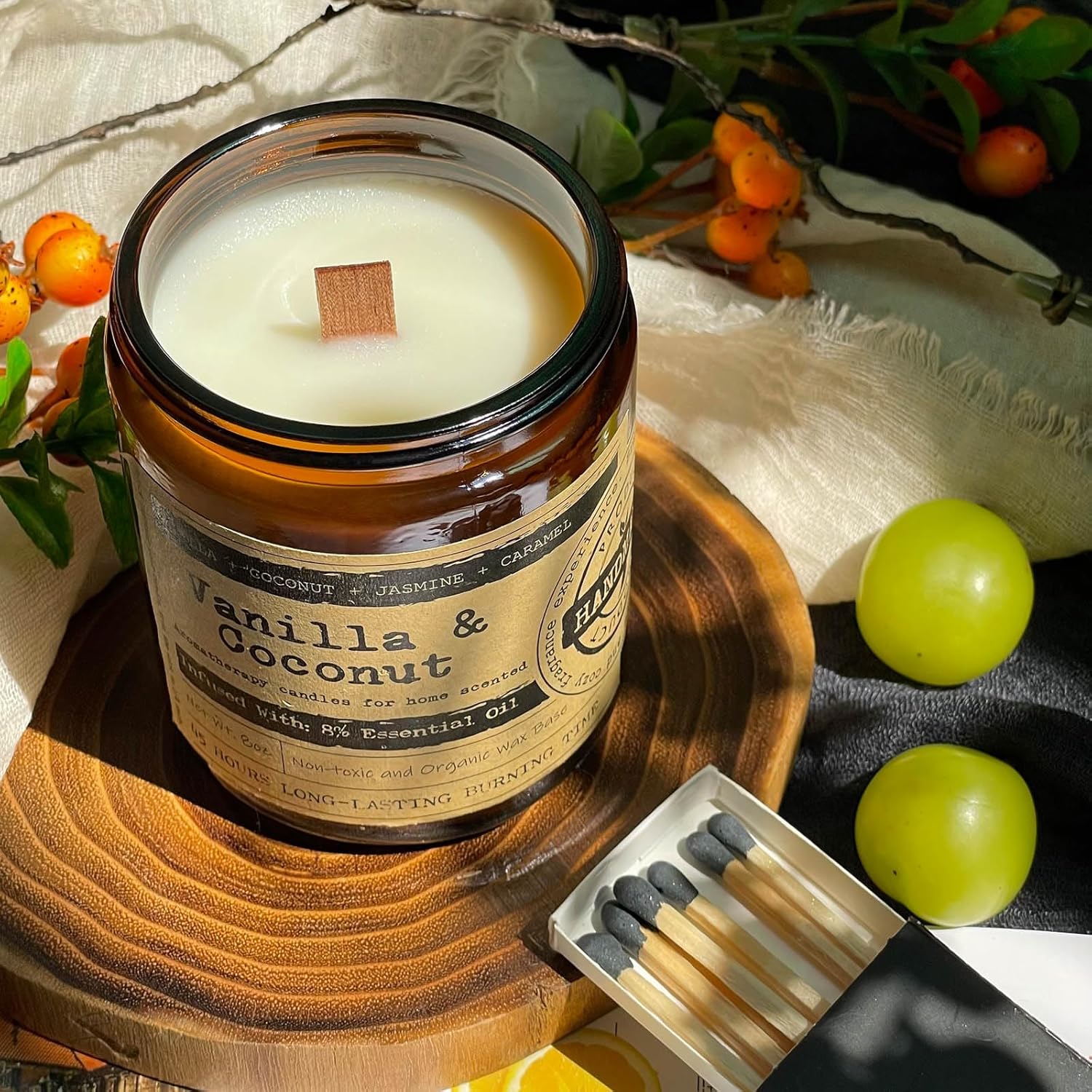 Coconut Vanilla Scented Candle 45 Hour Burn Time for Ultimate Relaxation and Stress Relief - Image 8