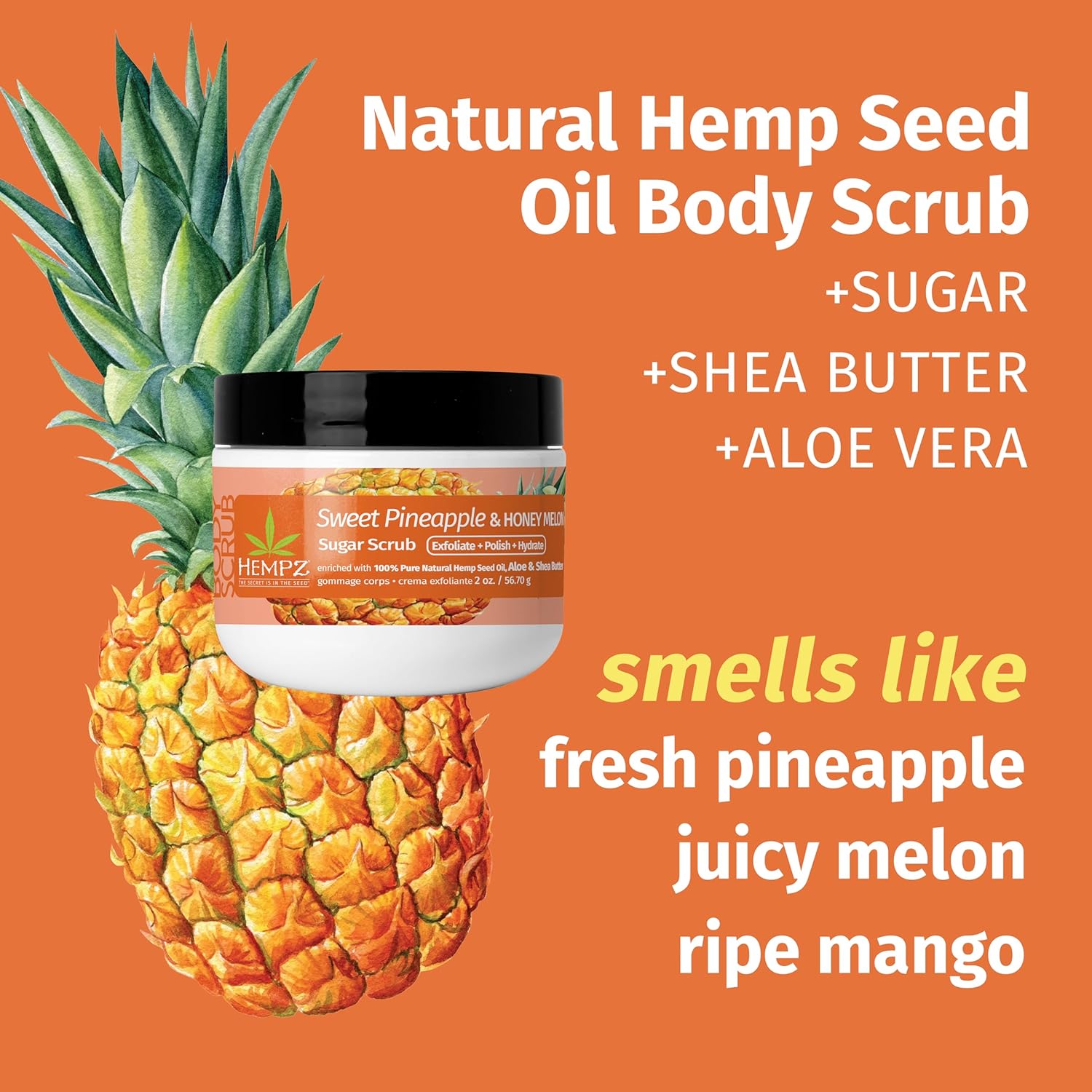 Hempz Sweet Pineapple Honey Melon Mini Body Scrub Travel Size 2 oz - Image 3