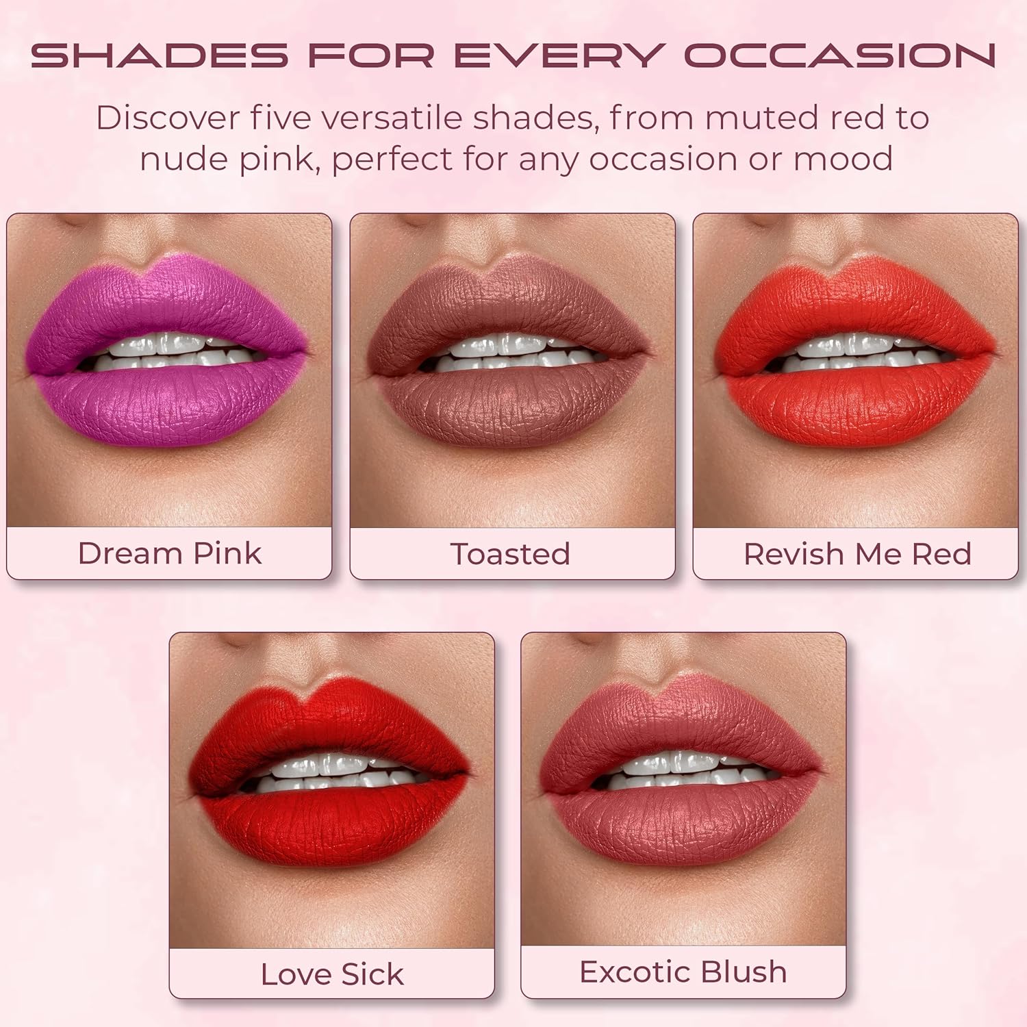 VOTUM Tahari 5-Piece Nude Lipstick Set Matte Cream Pearl Finishes New Condition - Image 2