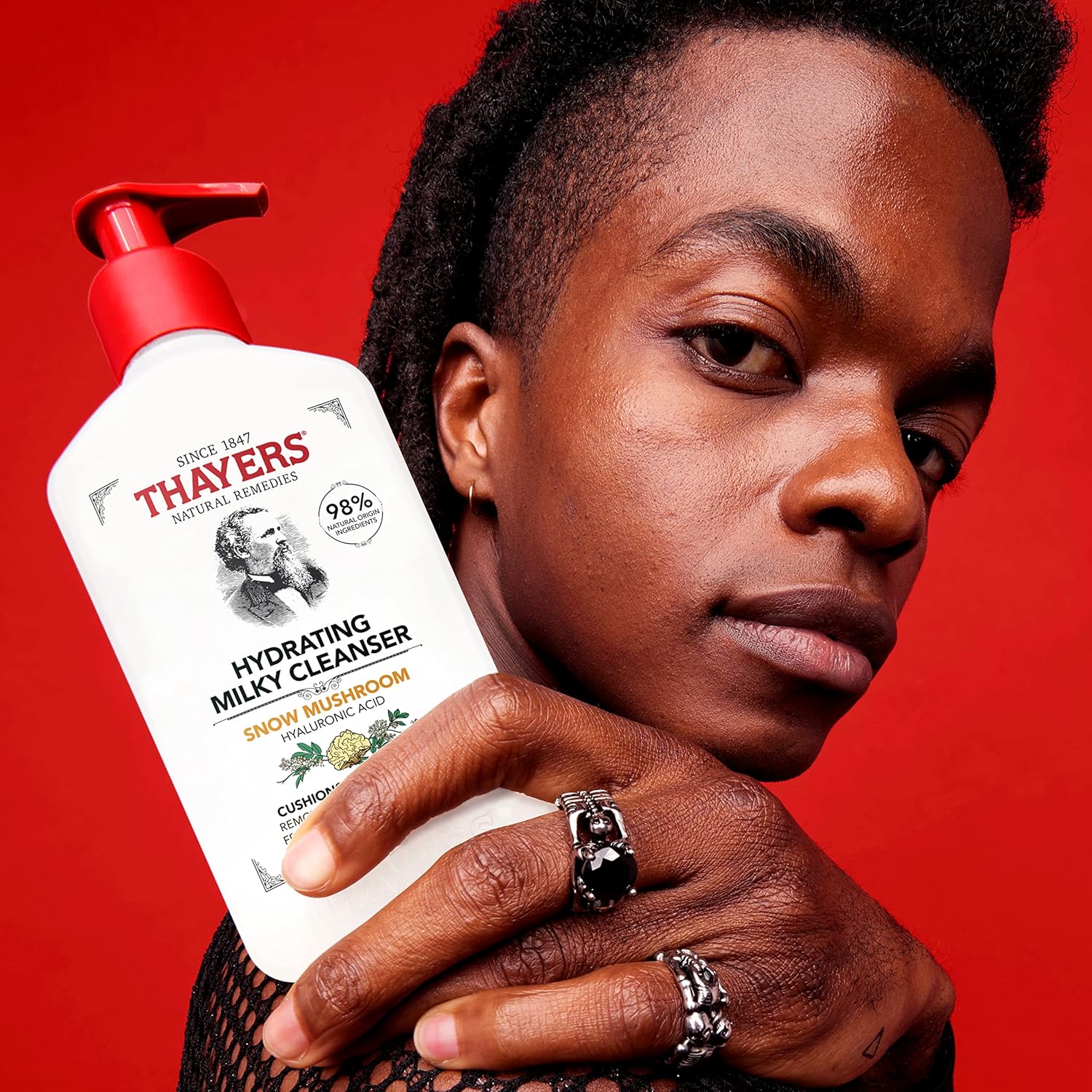 THAYERS Milky Hydrating Face Cleanser with Snow Mushroom, Hyaluronic Acid, Dermatologist Recommended Gentle Facial Wash, Hydrating Skincare for Dry, Sensitive Skin, Paraben Free, 8 FL Oz, Clear - Image 7