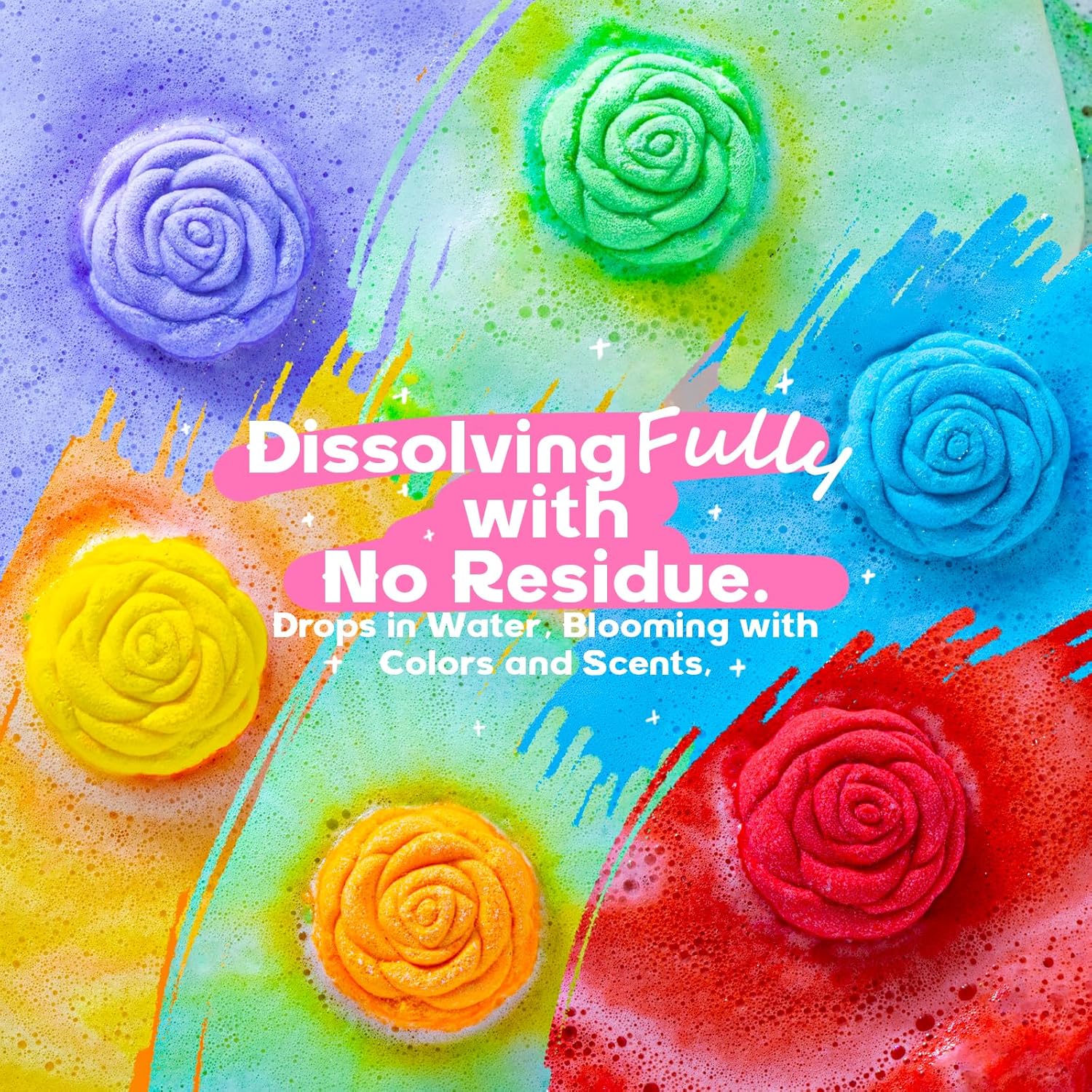 30 Rose-Shaped Bath Bombs – Handmade with Natural Ingredients, 6 Calming Scents, Relaxing Spa Gifts for Women, Men, Teens & Kids – Self Care Gifts for Summer & Birthdays - Image 6