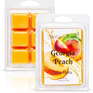 Georgia Peach - Southern Peach Fruit Scented Melt- Maximum Scent Wax Cubes/Melts- 1 Pack -2 Ounces- 6 Cubes, Gift for Women, Men, BFF, Friend, Wife, Mom, Birthday, Sister, Daughter, Anniversary
