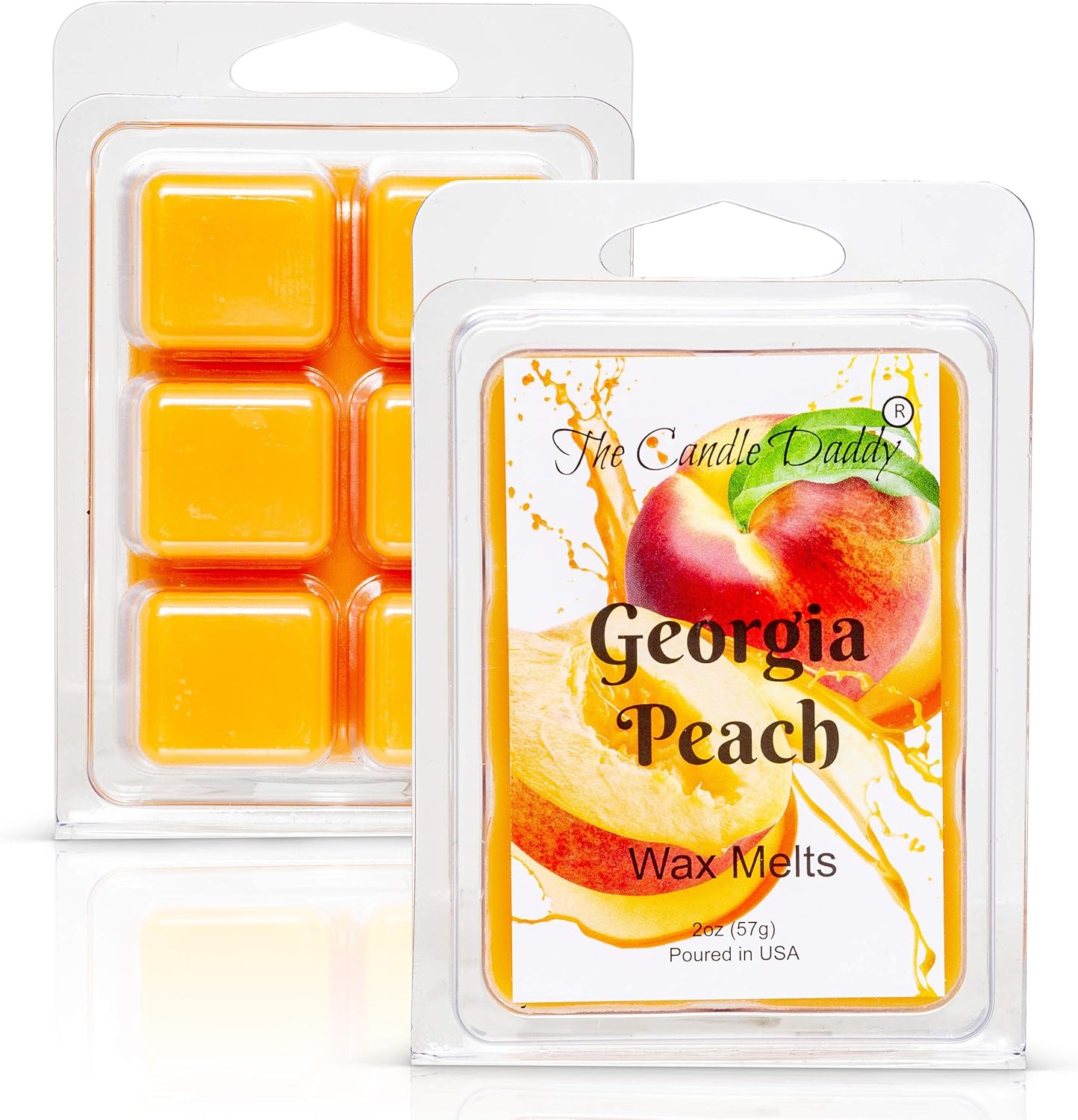 Georgia Peach - Southern Peach Fruit Scented Melt- Maximum Scent Wax Cubes/Melts- 1 Pack -2 Ounces- 6 Cubes, Gift for Women, Men, BFF, Friend, Wife, Mom, Birthday, Sister, Daughter, Anniversary