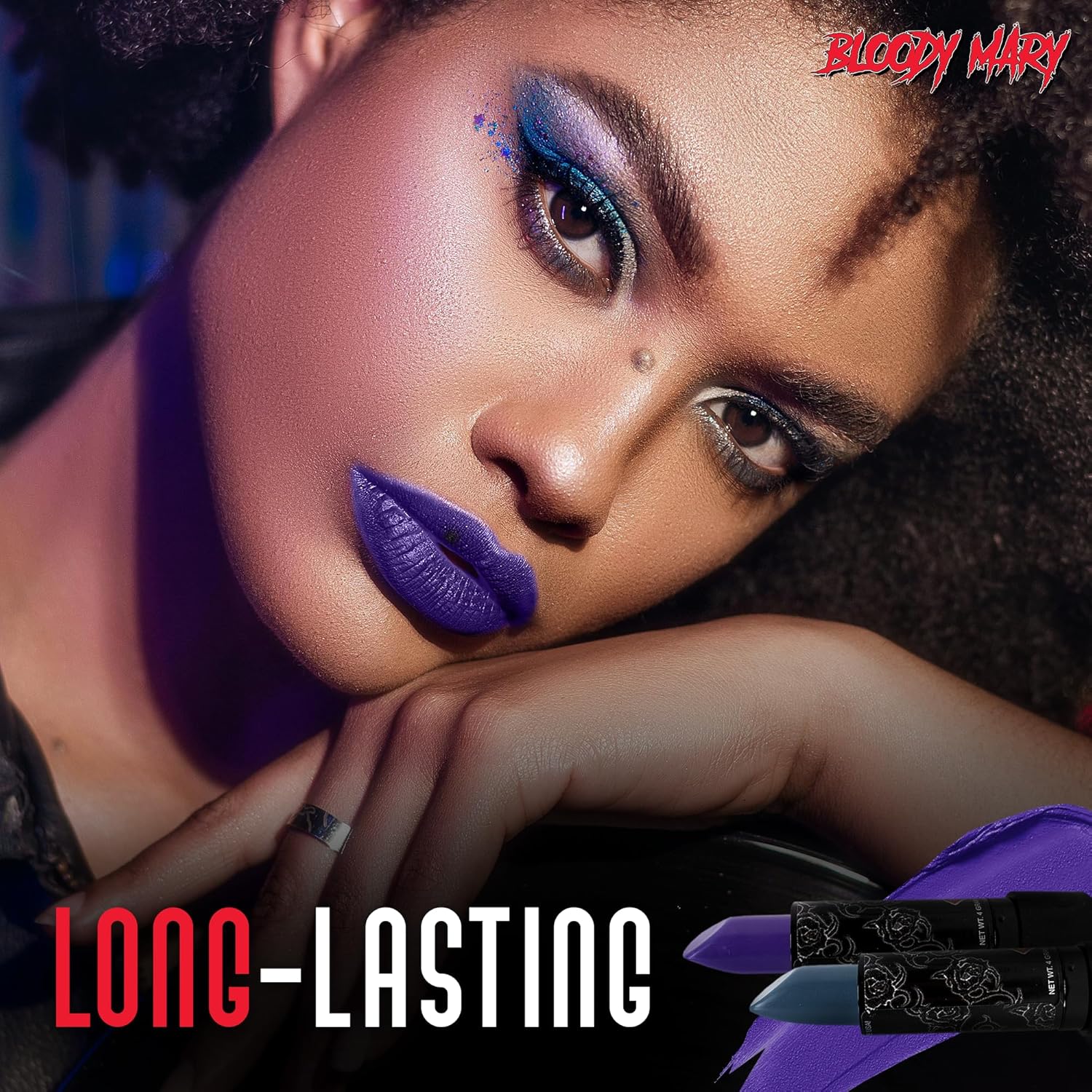 Bloody Mary Lipstick Professional Hollywood Makeup Quality -Creamy & Long Lasting – Fashionable Eccentric Gothic Style - Ideal For Halloween - Unique Color & Rich Pigment (Navy Blue) - Image 4