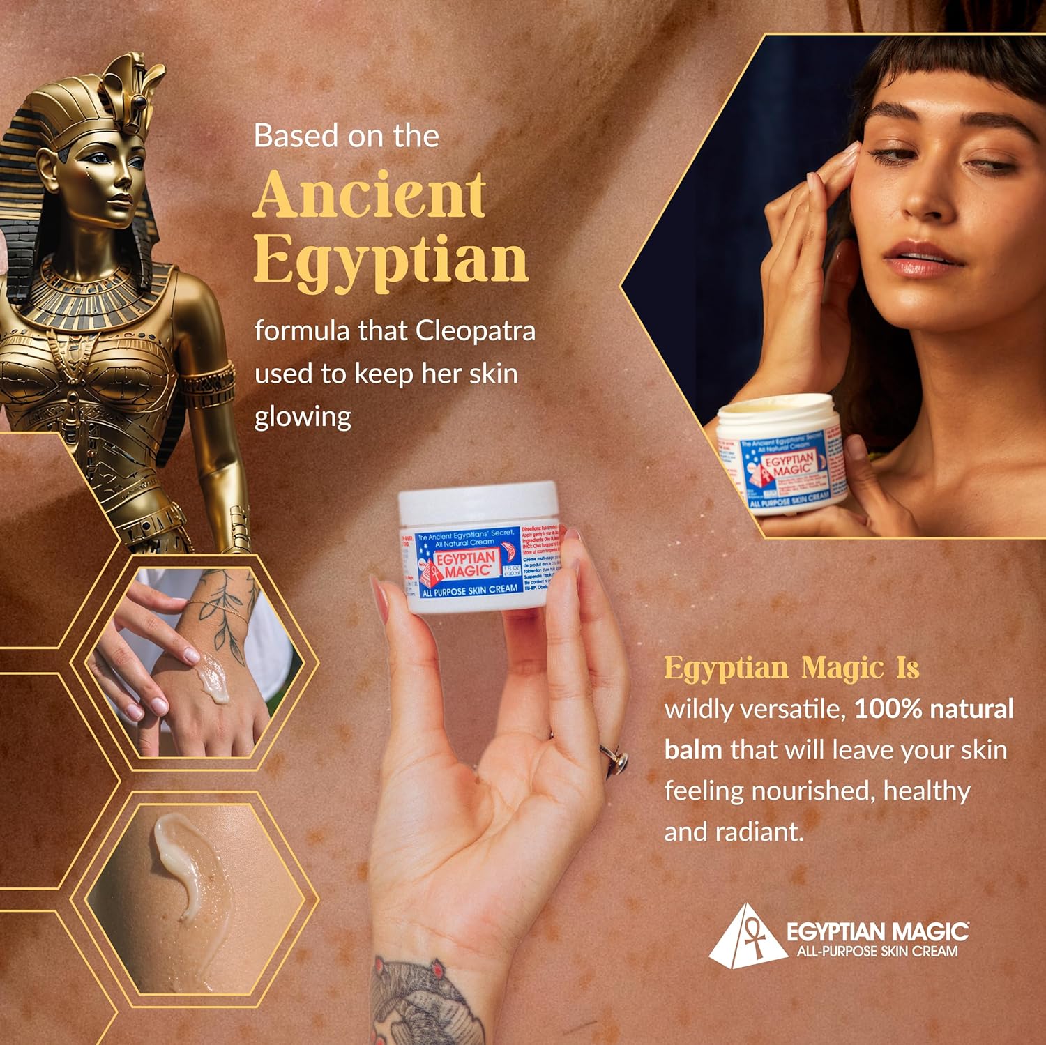 Egyptian Magic - All Purpose Face, Body, and Dry Skin Moisturizing Cream, Skin Protectant for Women & Men, Eczema Care Healing Balm, Scar Treatment, Stretch Marks, and Tattoo Aftercare, 1oz Jar - Image 2
