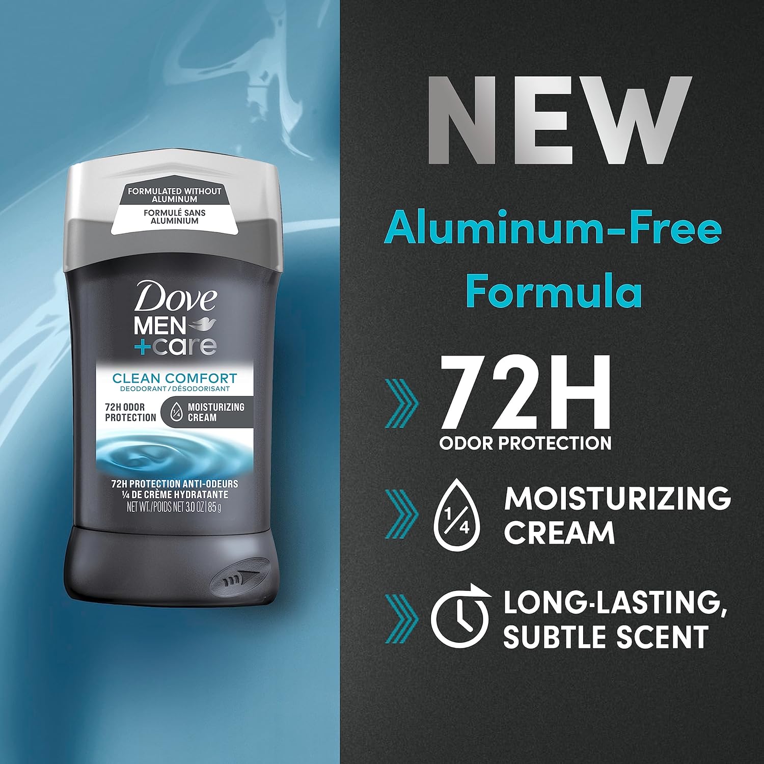 DOVE MEN + CARE Clean Comfort Aluminum Free Deodorant Stick for Men 3 oz 4 Count - Image 4