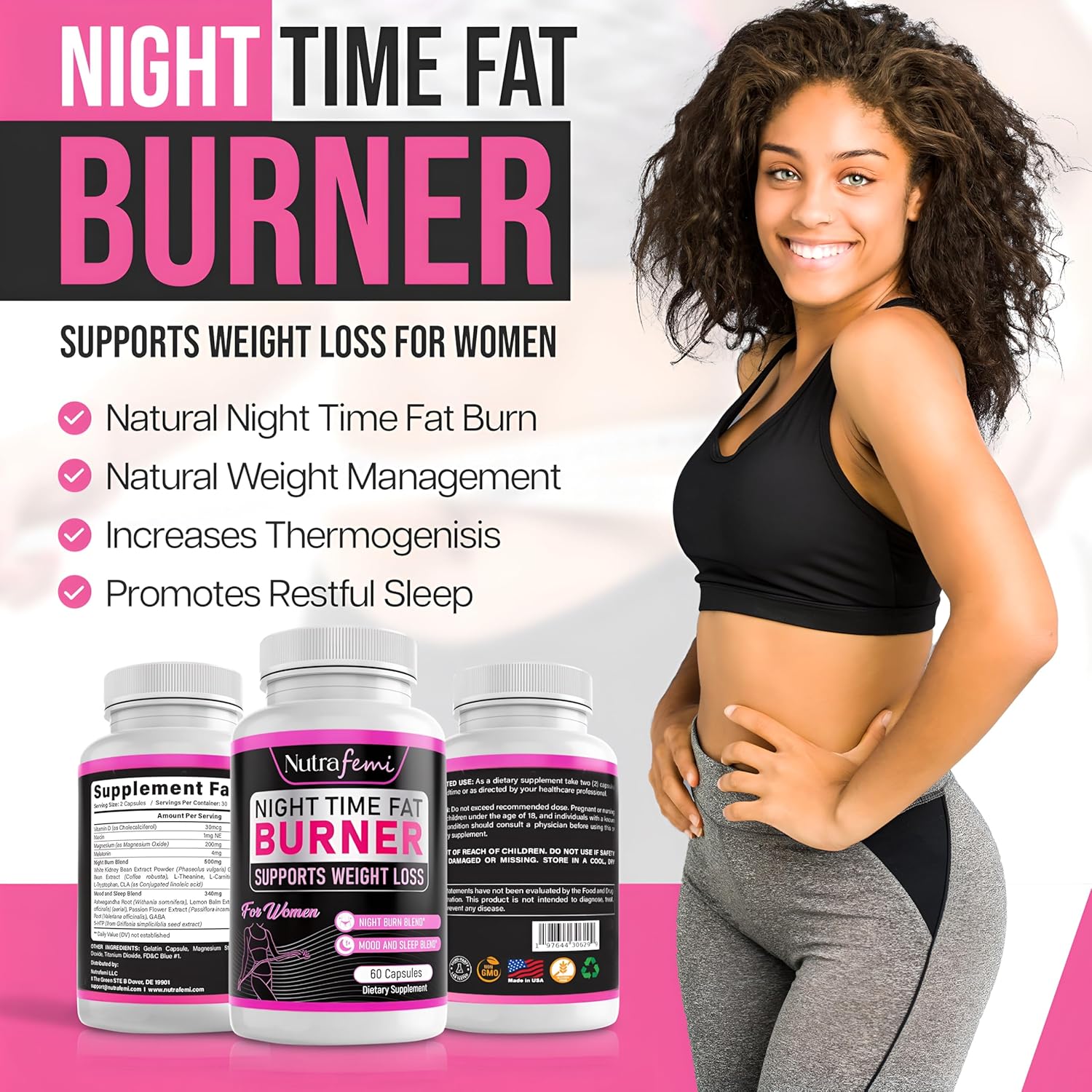 Women's Night Time Fat Burner with Carb Blocker and Appetite Suppressant, 60 Capsules - Image 6