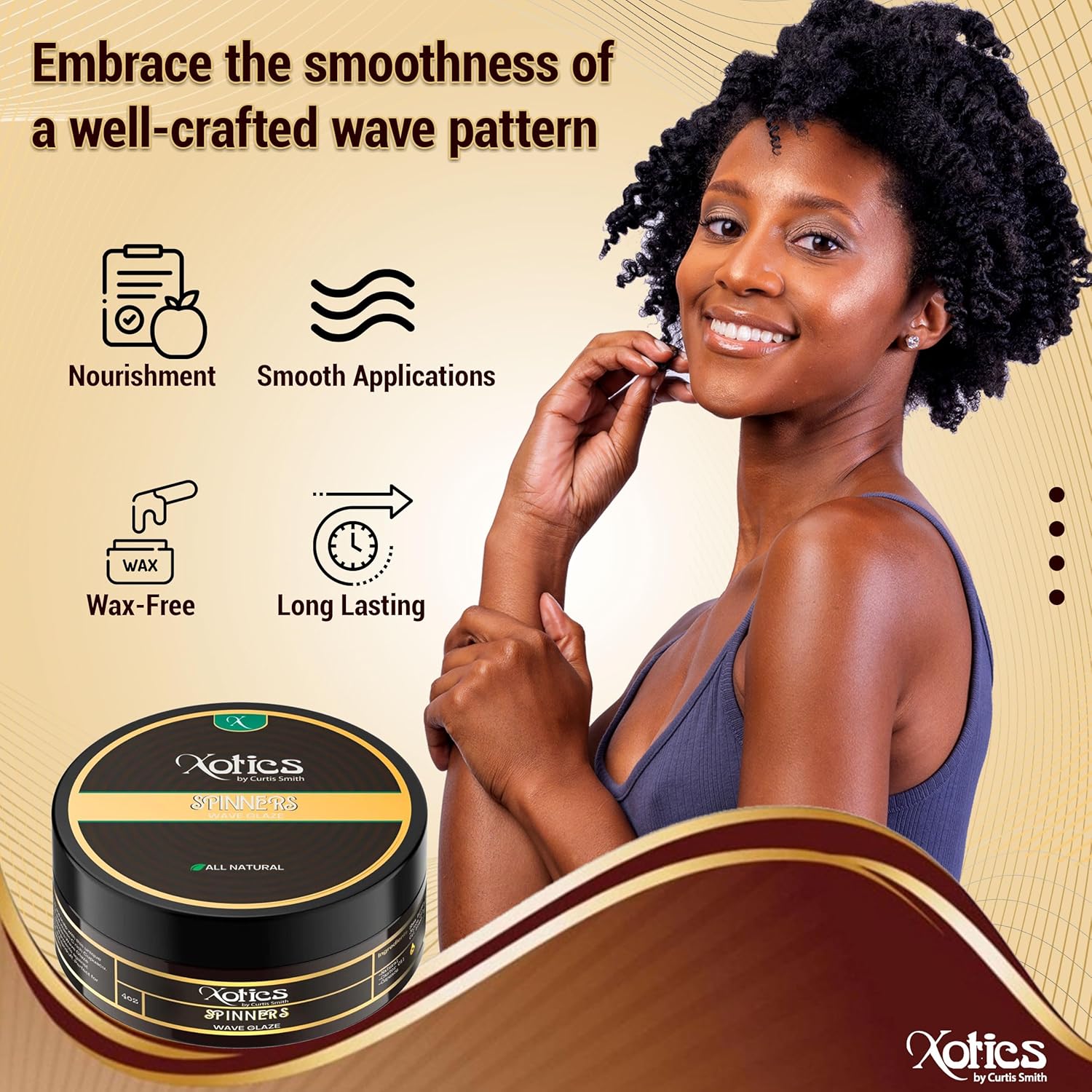Xotics Spinners Wave Grease for Men & Women 4oz - All Natural, 100% Pure Organic Pomade 360 Waves Hair Cream Shea Butter Strong Hold Silky Shine - Image 3