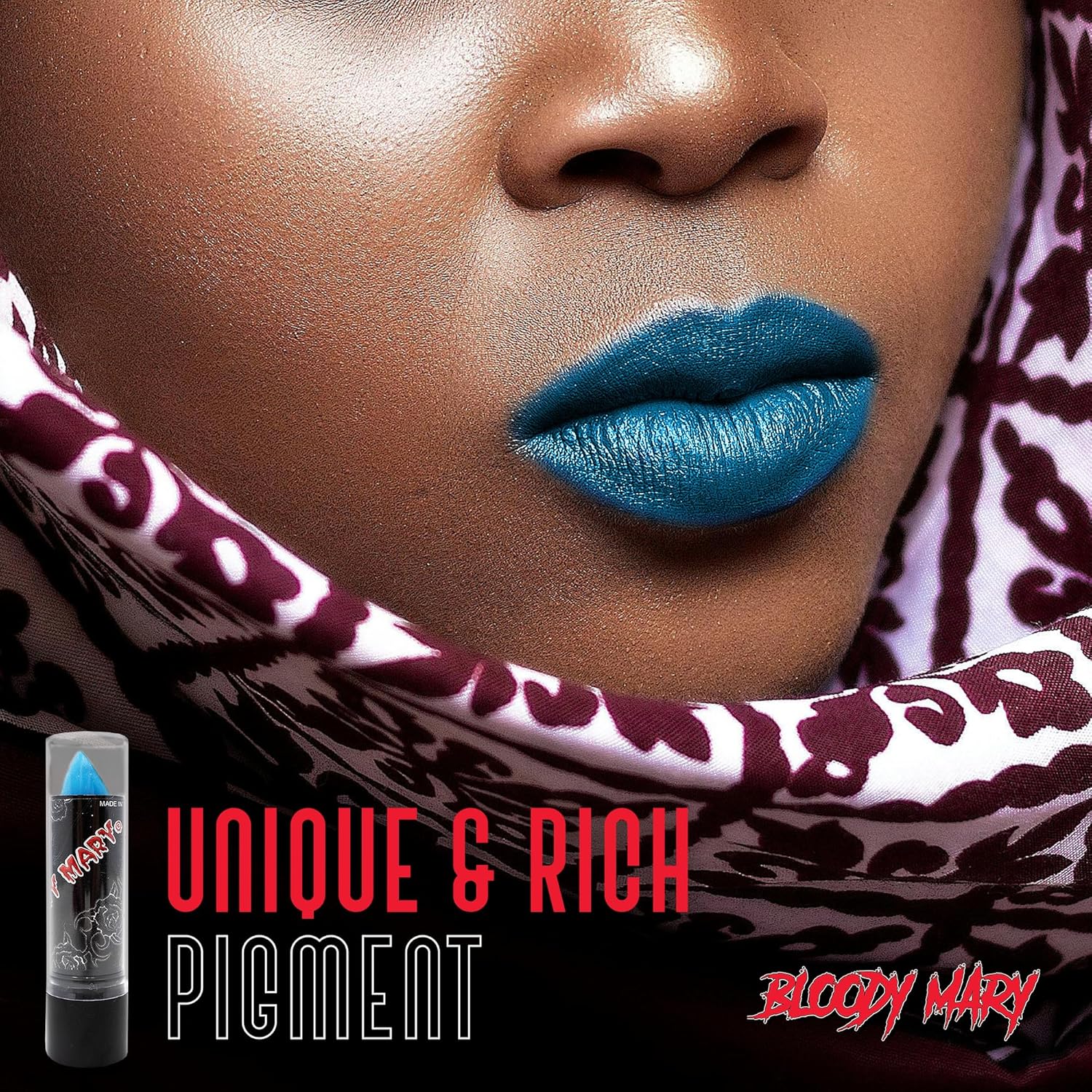 Bloody Mary Lipstick Professional Hollywood Makeup Quality -Creamy & Long Lasting – Fashionable Eccentric Gothic Style - Ideal For Halloween - Unique Color & Rich Pigment (Navy Blue) - Image 5