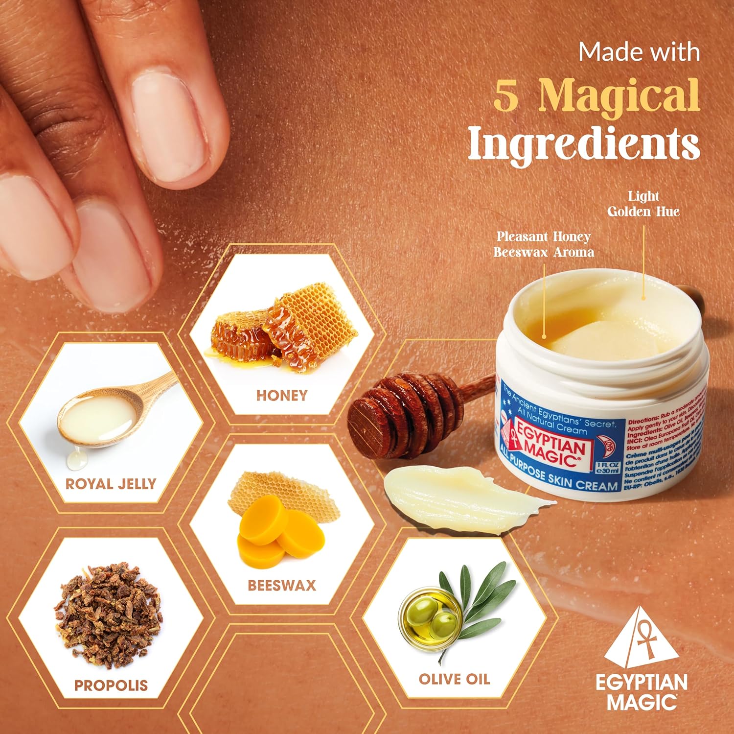 Egyptian Magic - All Purpose Face, Body, and Dry Skin Moisturizing Cream, Skin Protectant for Women & Men, Eczema Care Healing Balm, Scar Treatment, Stretch Marks, and Tattoo Aftercare, 1oz Jar - Image 3