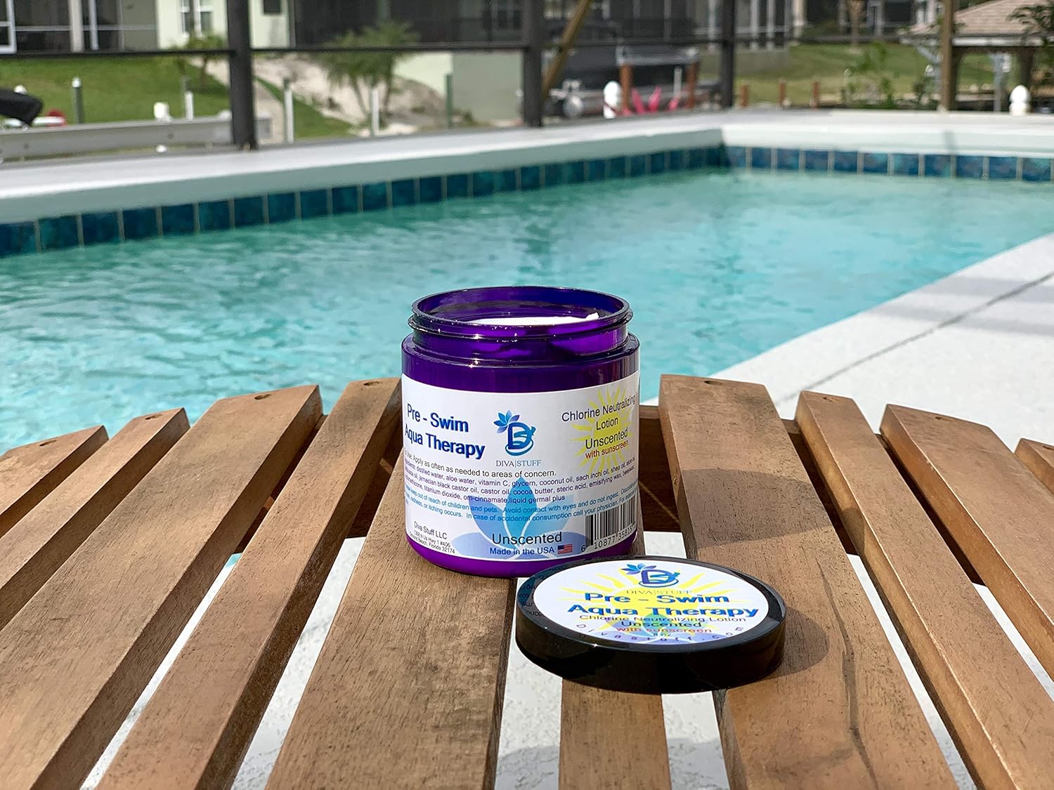 Diva Stuff Pre-Swim Aqua Therapy Chlorine Neutralizing Body Lotion, Protects Skin From Chlorine and Salt Water, 8 oz - Made in the USA, Unscented Sunscreen - Image 3