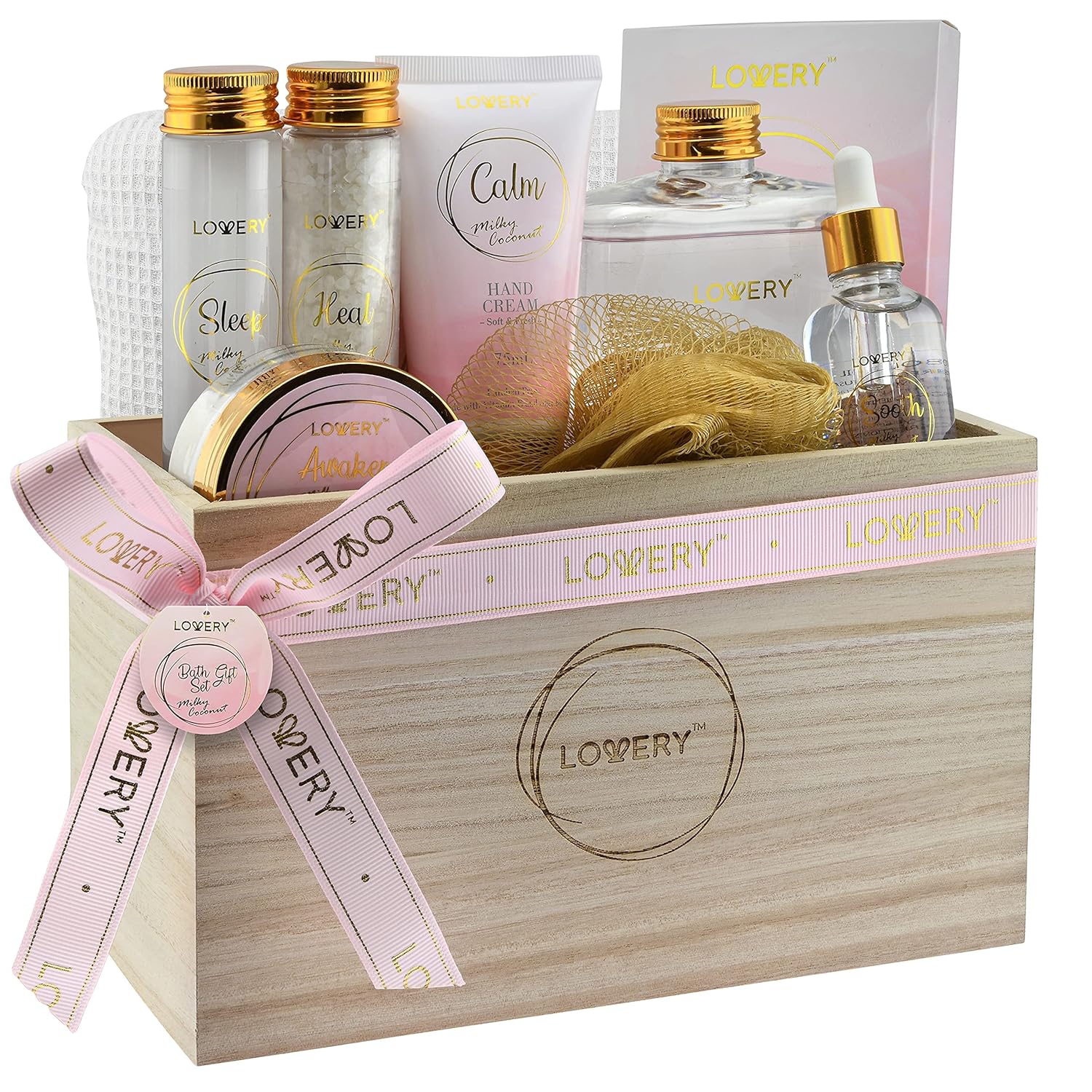Milky Coconut Scent Luxury Home Spa Bath Gift Set with Body Care Essentials and Bath Pillow - Image 9