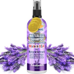 Bodhi Dog Waterless Shampoo - Natural Dry Shampoo for Dogs & Cats - Neutralizes Pet Odor - No Rinse Required - Made of Natural Extracts - Safe for Sensitive Skin - Made in USA - Lavender (8 Fl Oz)
