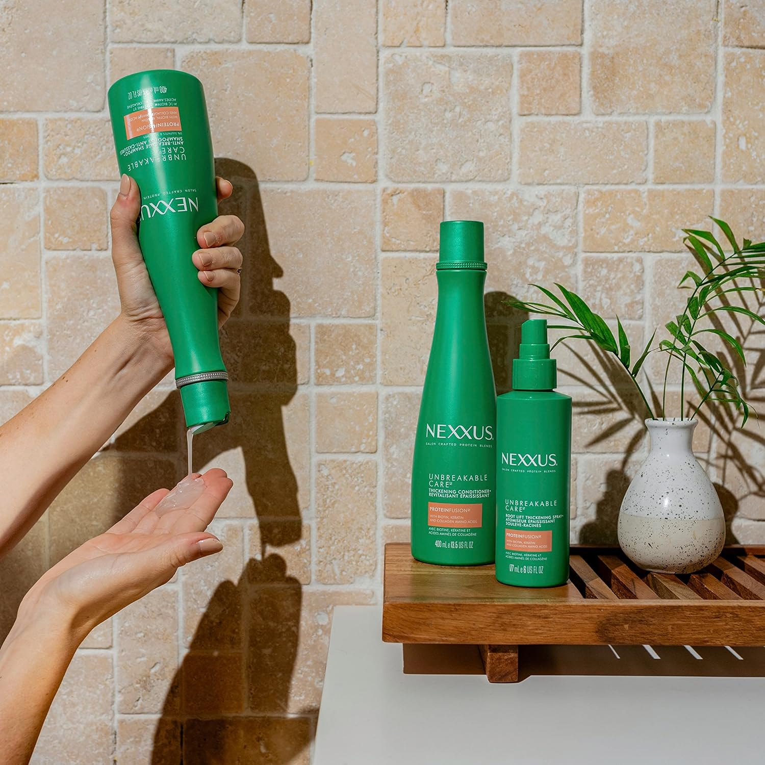 Nexxus Unbreakable Care Shampoo Conditioner and Leave-In Spray 3 Pack For Fine and Thin Hair with Keratin Collagen Biotin 13.5 oz 6 oz - Image 9