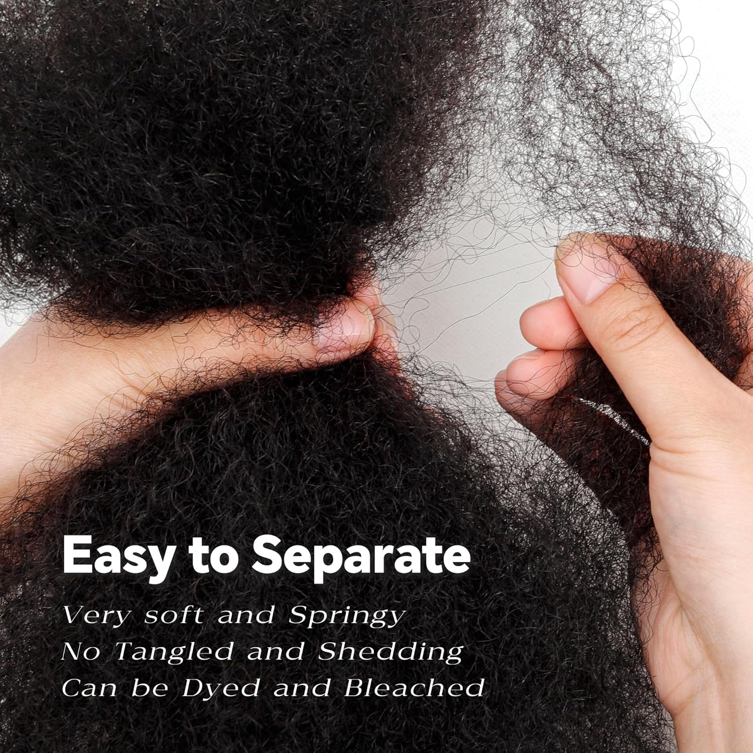 Afro Kinkys Bulk Human Hair, 18 Inch 50 Gram Soft 4C Afro Kinky-Curly Human Hair Bulk for Twist Dreadlocks Extensions Repair Locs Natural Black 1 Pack (1B, 18inch) - Image 4