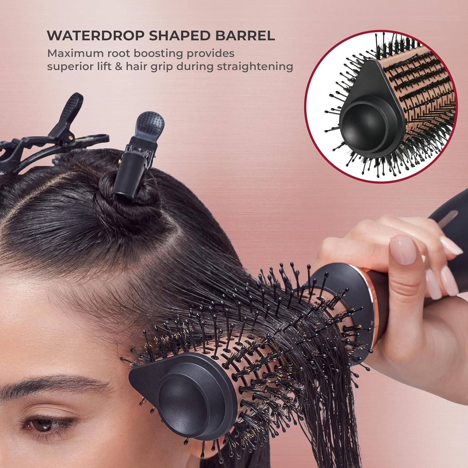 KISS Volume Boosting Hot Air Brush, Maximum Root 3X Ceramic Volumizer & Blow Dryer, One-Step Hair Dryer Brush & Hair Styler, Detachable Waterdrop Shaped Brush Head, Tangle-Free Bristles - Image 2